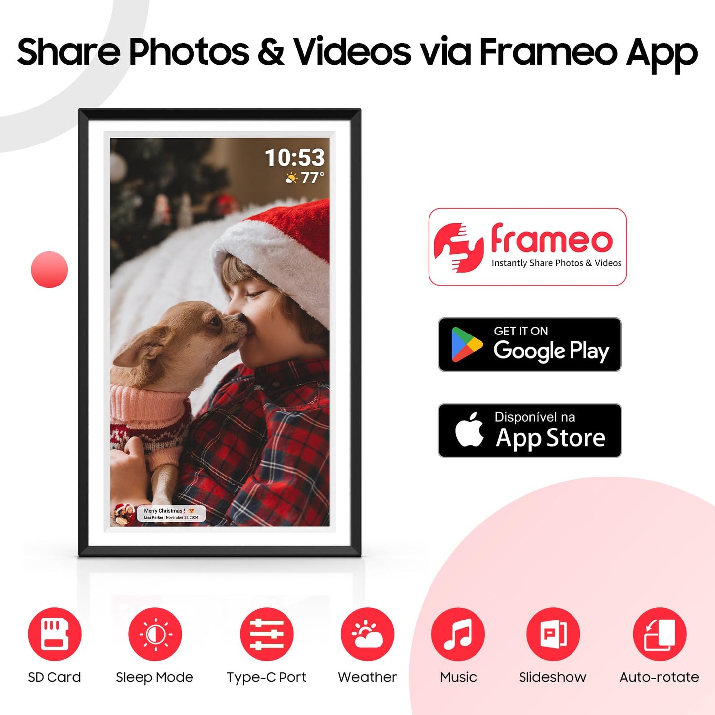 ApoloSign Digital Picture Frame 15.6 inch, WiFi Digital Photo Frame with 32GB Storage, 1920x1080 FHD IPS Touch Screen, Auto-Rotate, Easy Setup to Share Photos or Videos Instantly via Frameo App