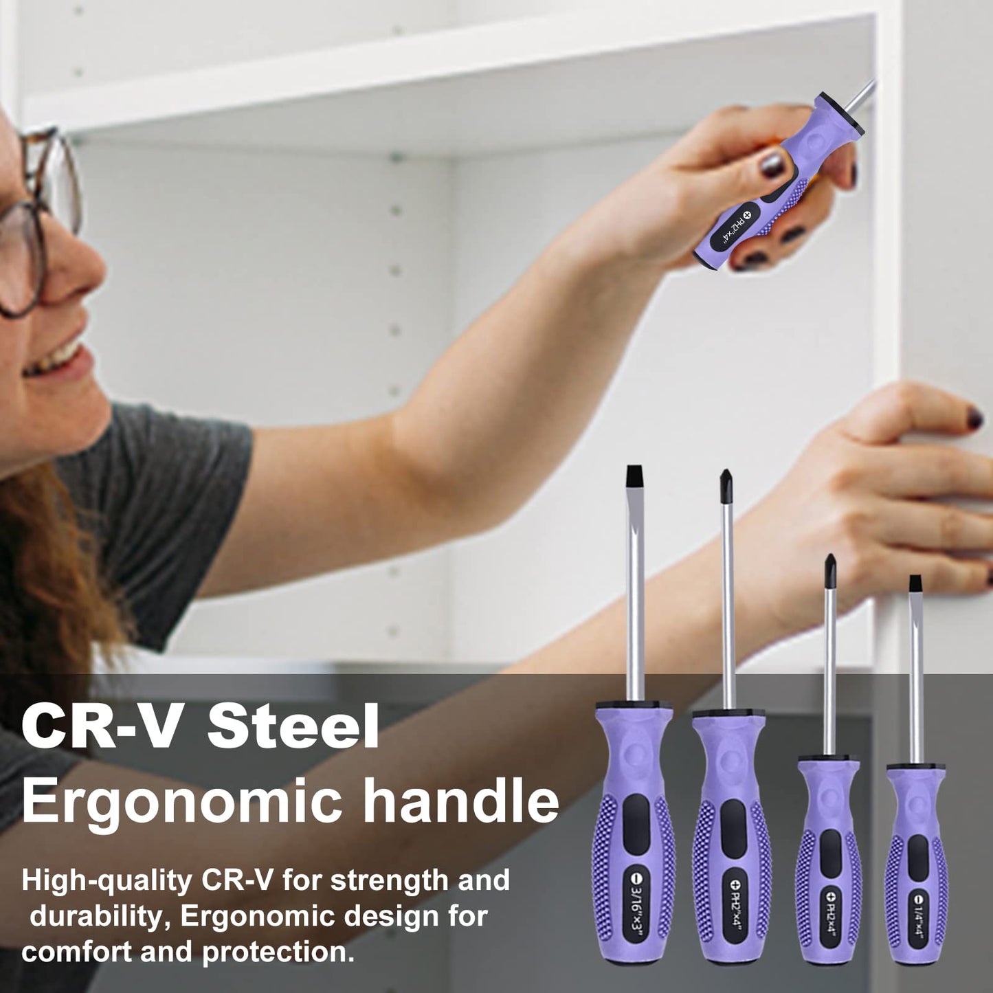 ACOSEA Purple Tool Set,223-Piece Tool Sets for Women,Tool Kit with 13-Inch Wide Mouth Open Purple Tool Bag,The Basic Tool Set is Perfect for Home Maintenance (PURPLE)