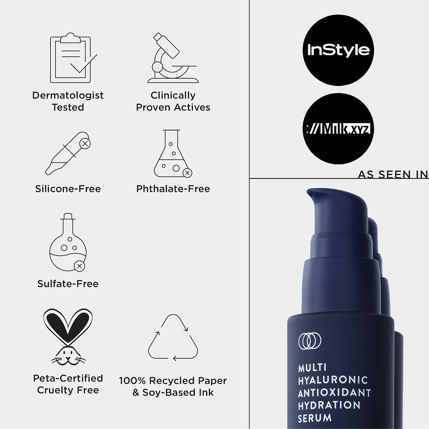 Allies of Skin Multi Hyaluronic Antioxidant Hydration Serum: Niacinamide, Vitamin E, Astaxanthin, Superoxide Dismutase. Anti-Aging. Intensely Hydrates, Brightens & Strengthens Skin 1 oz / 30 ml
