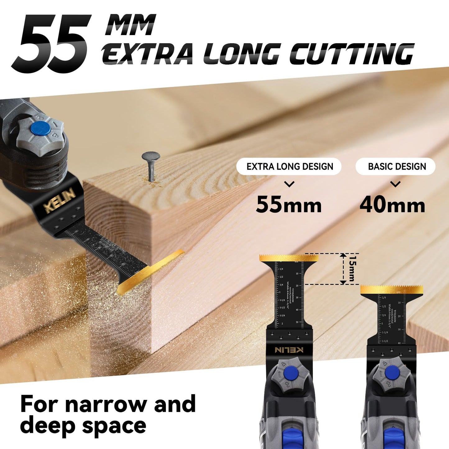 36 PCSTitanium Oscillating Tool Saw Blades with Stainless Steel Scraper and Semicircle Blades Kit, Universal Multi Tool Blades for Light Metal Sheet Pipe and Wood (NOT for Star Lock Interface)