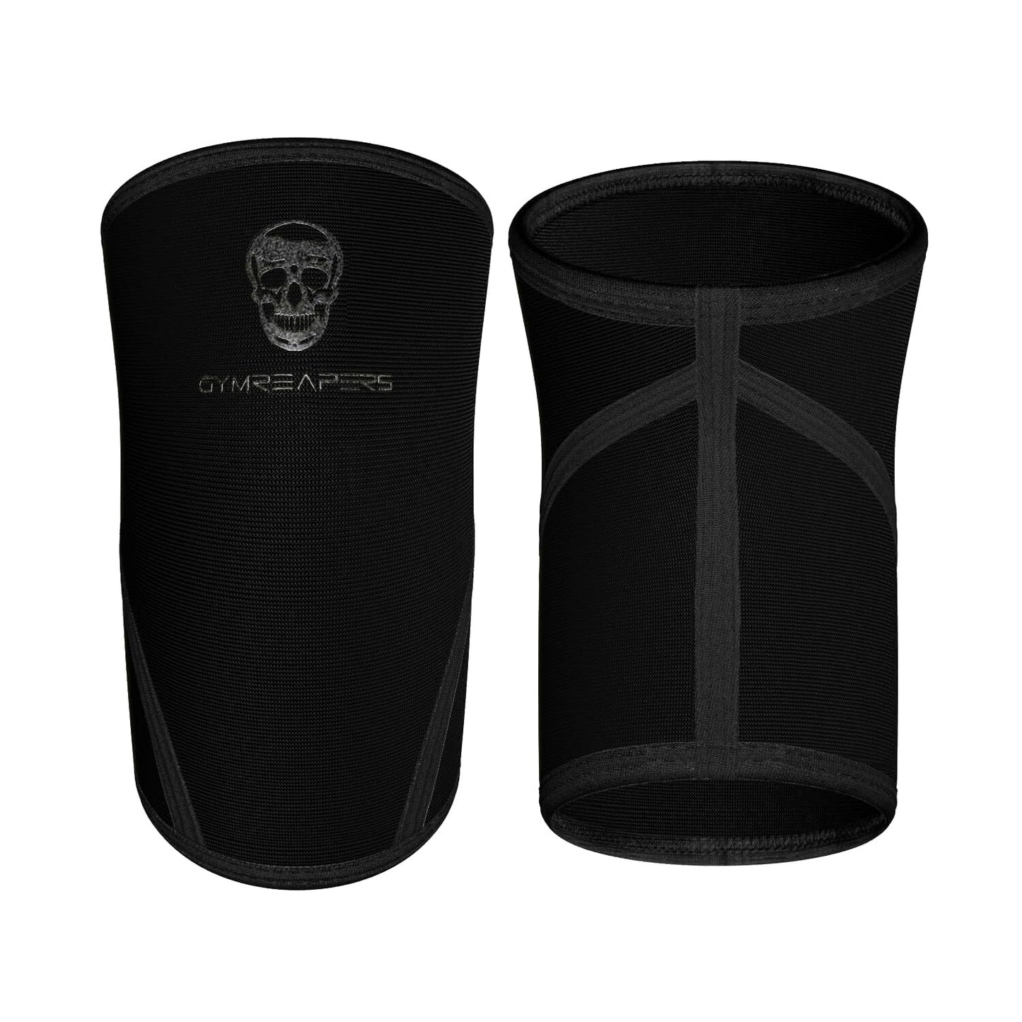 Gymreapers Knee Sleeves (1 Pair) With Gym Bag - IPF Approved - Knee Compression Sleeve Support for Squats, Weightlifting, and Powerlifting 7MM Neoprene Sleeves - 1 Year Warranty (Black/Black, Large)