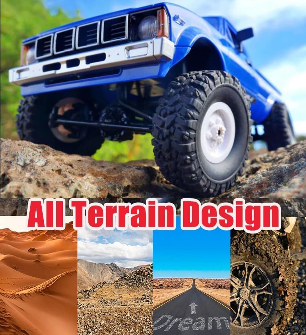 Apawband RC Crawler WPL C24 RC Rock Crawler RC Truck 4x4 Off Road RTR, 1/16 Scale Remote Control Truck All Terrain 2.4 Ghz with Proportional Steering LED Lights Hobby Toys Adult