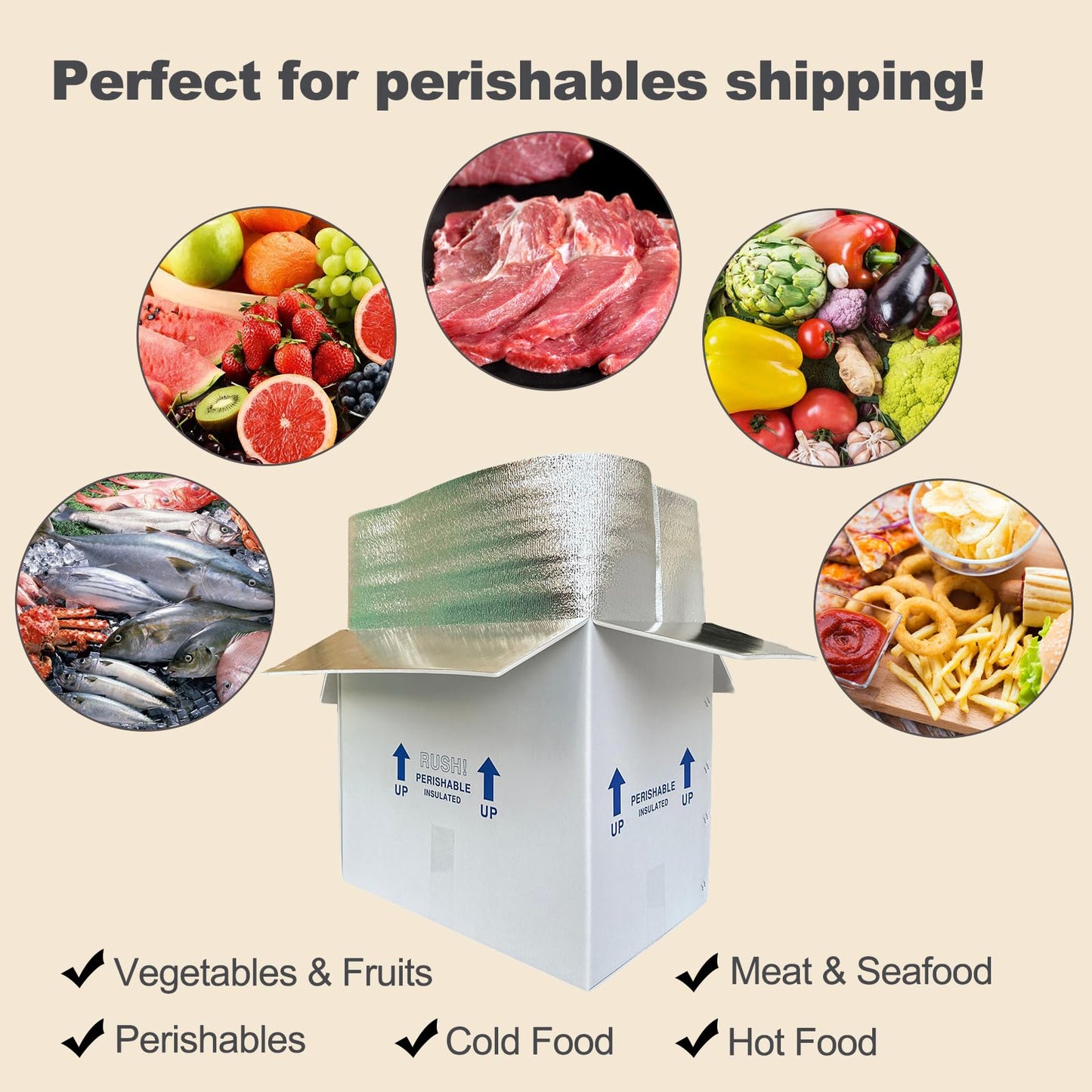 19x12x16" Insulated Shipping Box, Perishable Cooler for Frozen Food Styrofoam Boxes for Cold Shipping Perishables Packaging Insulated Carton with Aluminum Foil Liner Bag, 4 Pack