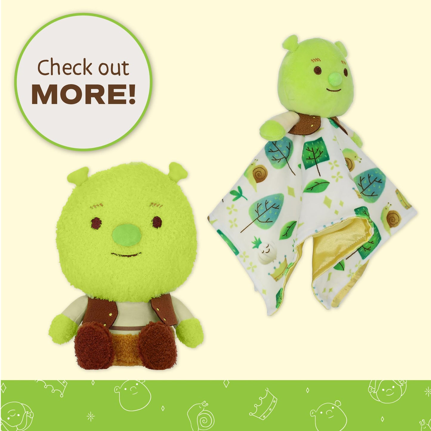 Kids Preferred Shrek Cuteeze 4 Piece Set - 6 Inch Shrek, Fiona, Donkey, and Puss in Boots Plush - Beans in Body for Comfort, for Baby Boys & Girls