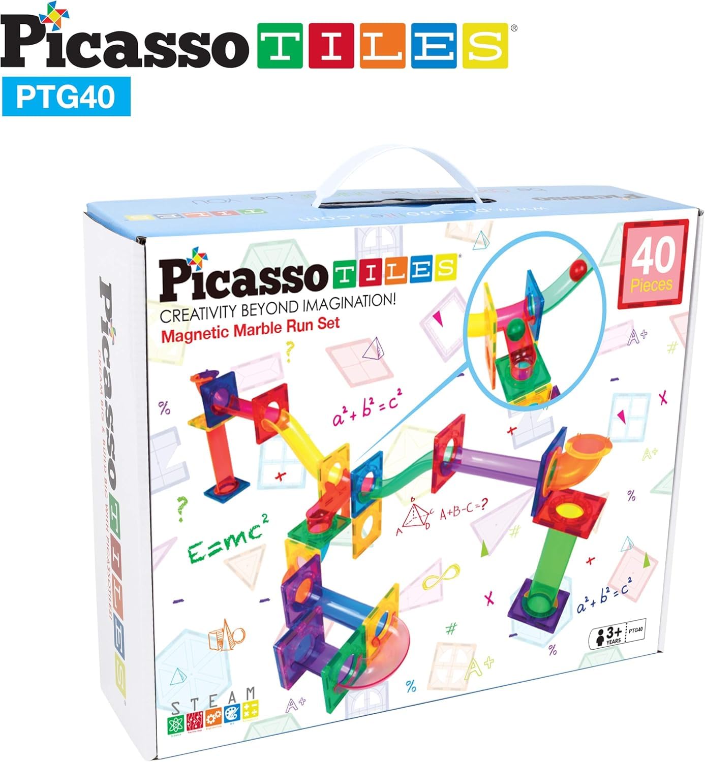 PicassoTiles® 40pc Marble Run Building Blocks PTG40