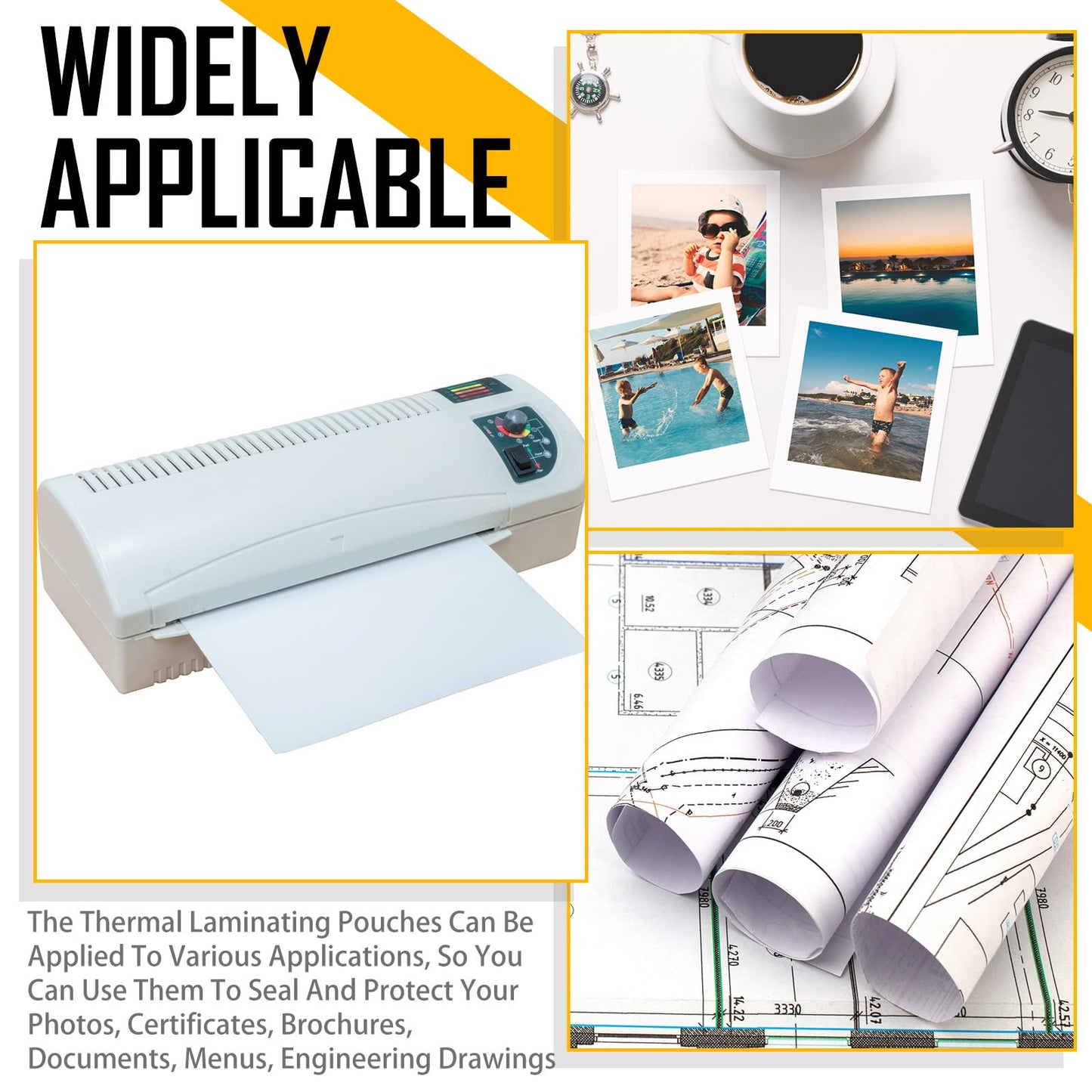 Sherr 50 Pcs 10 Mil Thermal Laminating Sheets 11 x 17 Inch Laminating Pouches 11-1/2 x 17-1/2 Inch Clear Lamination Sheets A3 Size Menu Size Hot Glossy Laminator Sleeves for Sealing