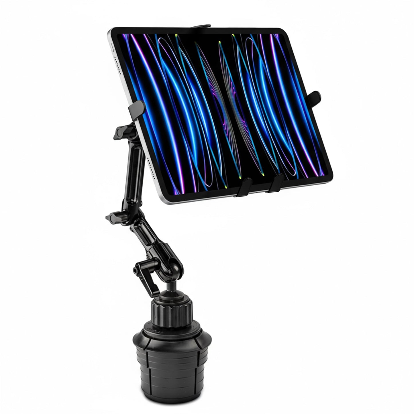 Mount-It! Premium Cup Holder Tablet Mount Fits Vehicle Cupholders 2.75"–3.5" in Diameter, Adjustable Tray for 7"–11" Tablets, Heavy-Duty Aluminum Arm, Full Motion Swivel & Secure Lock Cars Trucks SUVs