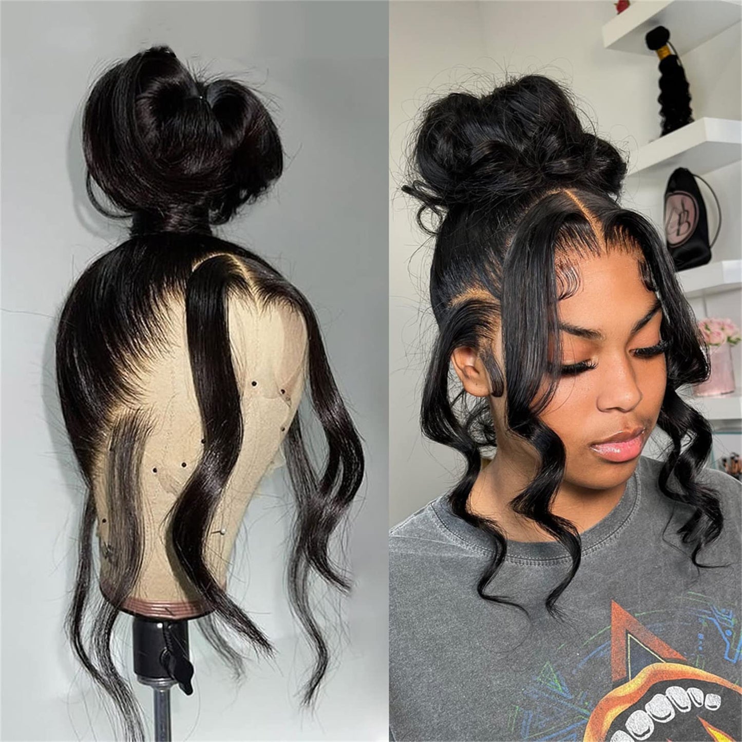 catti Body Wave 360 Lace Front Wigs Human Hair 360 Full Lace Frontal Wigs Human Hair Pre Plucked with Baby Hair Brazilian Virgin Hair Body Wave 360 HD Lace Front Wigs Human Hair (20 Inch)