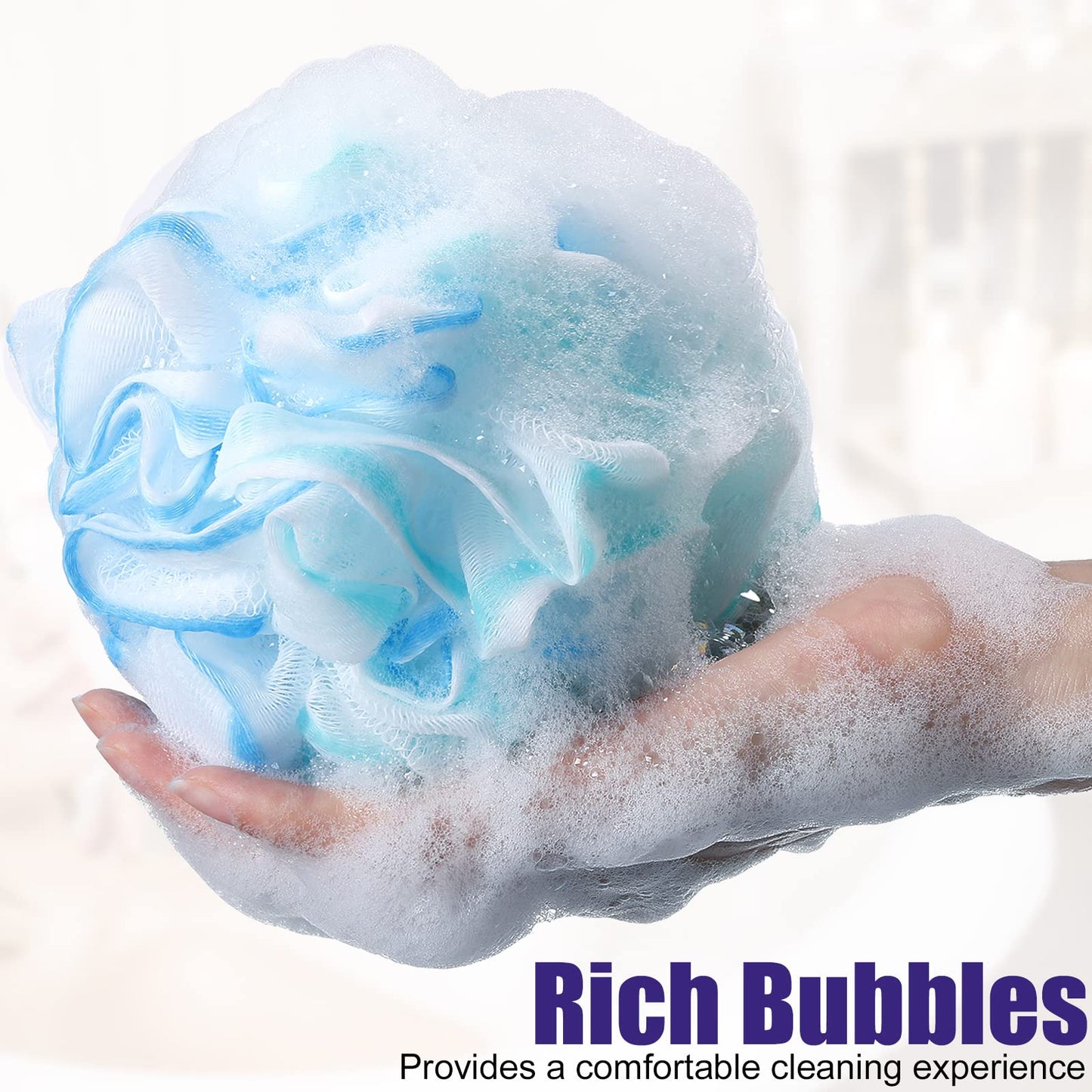 48 Pack Bath Sponge Shower Loofahs Bulk 50g Soft Net Body Scrubber Sponge Ball Body Shower Puff Mesh Pouf Bath Scrunchies Body Wash Puff for Men and Women Exfoliating Shower Pouf Balls ?Regular Color