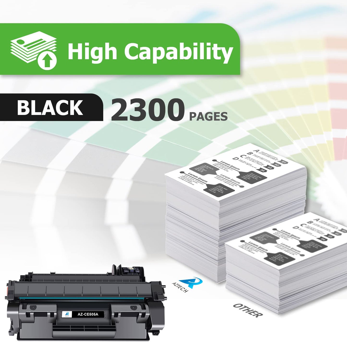 Aztech Compatible Toner Cartridge Replacement for HP CE505A 05A for HP P2035 P2035N P2055DN 2055DN 2035N P2030 P2050 P2055D P2055X 2055D 2055X Printer (Black 2-Pack)