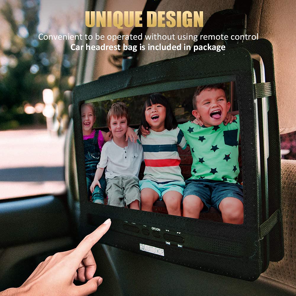 12" Portable DVD Player with 5-Hour Rechargeable Battery, 10.1" HD Swivel Display Screen, Support CD/DVD/SD Card/USB, Car Headrest Case, Car Charger, Last Memory Valentines
