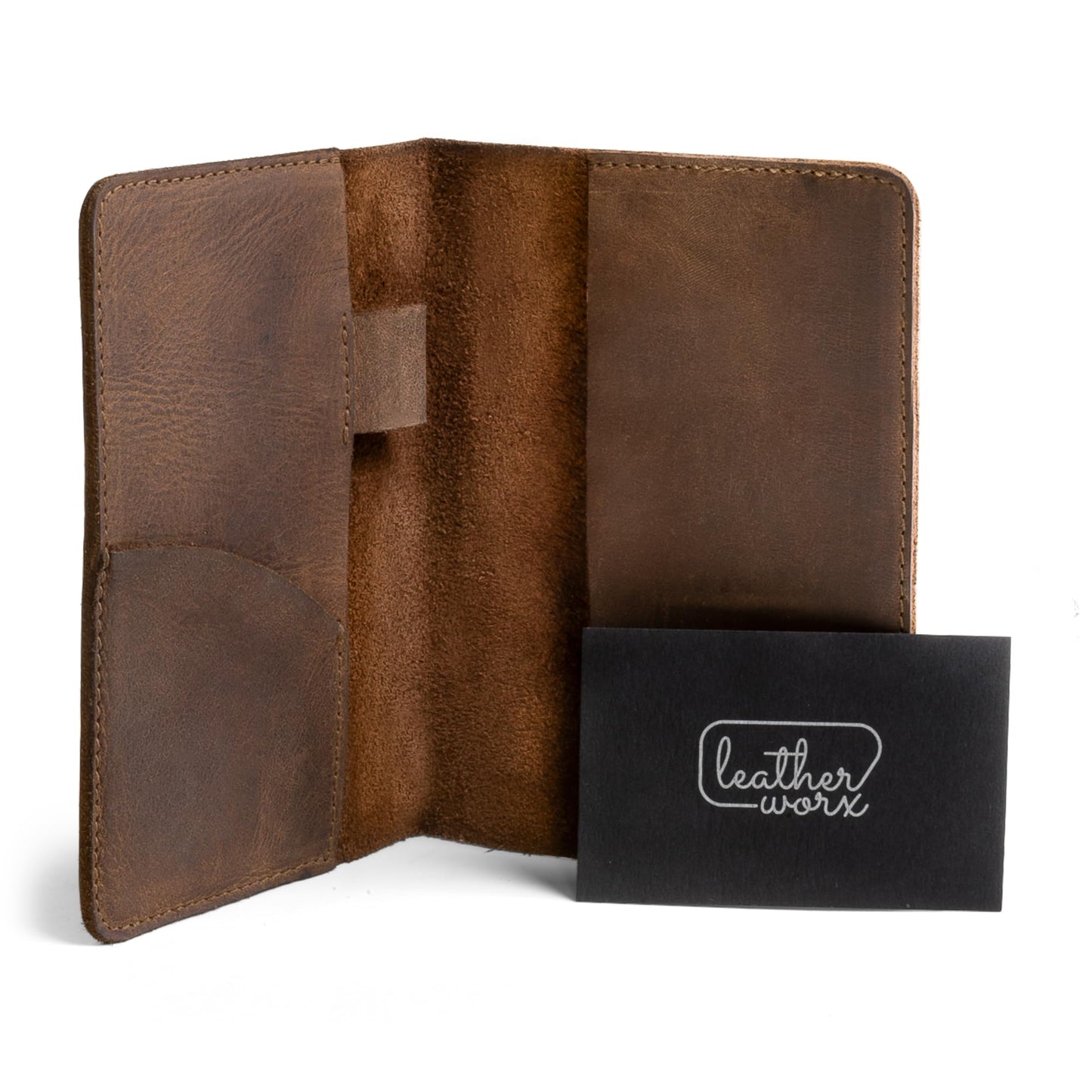 Leather Field Notes Cover, Leather Notebook Cover 3.5 x 5.5 in. with Card and Pen Holder, Handmade Protective Storage for Pocket Moleskine Journal Cover, Book & Notebooks, Notepad Wallet for Travelers (Bourbon Brown)