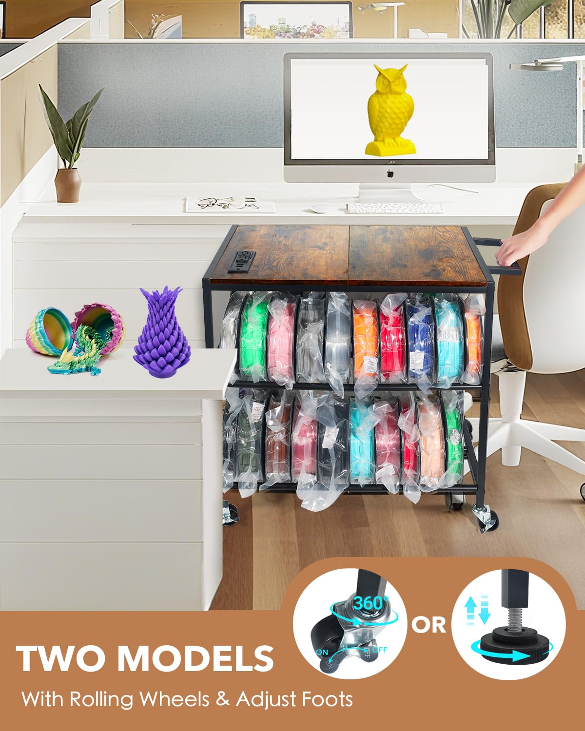 3D Printer Stand with Filaments Storage,Suitable for Small 3D Printers,3D Printer Table/Cart/Desk Suitable for Workshops, Homes and Offices