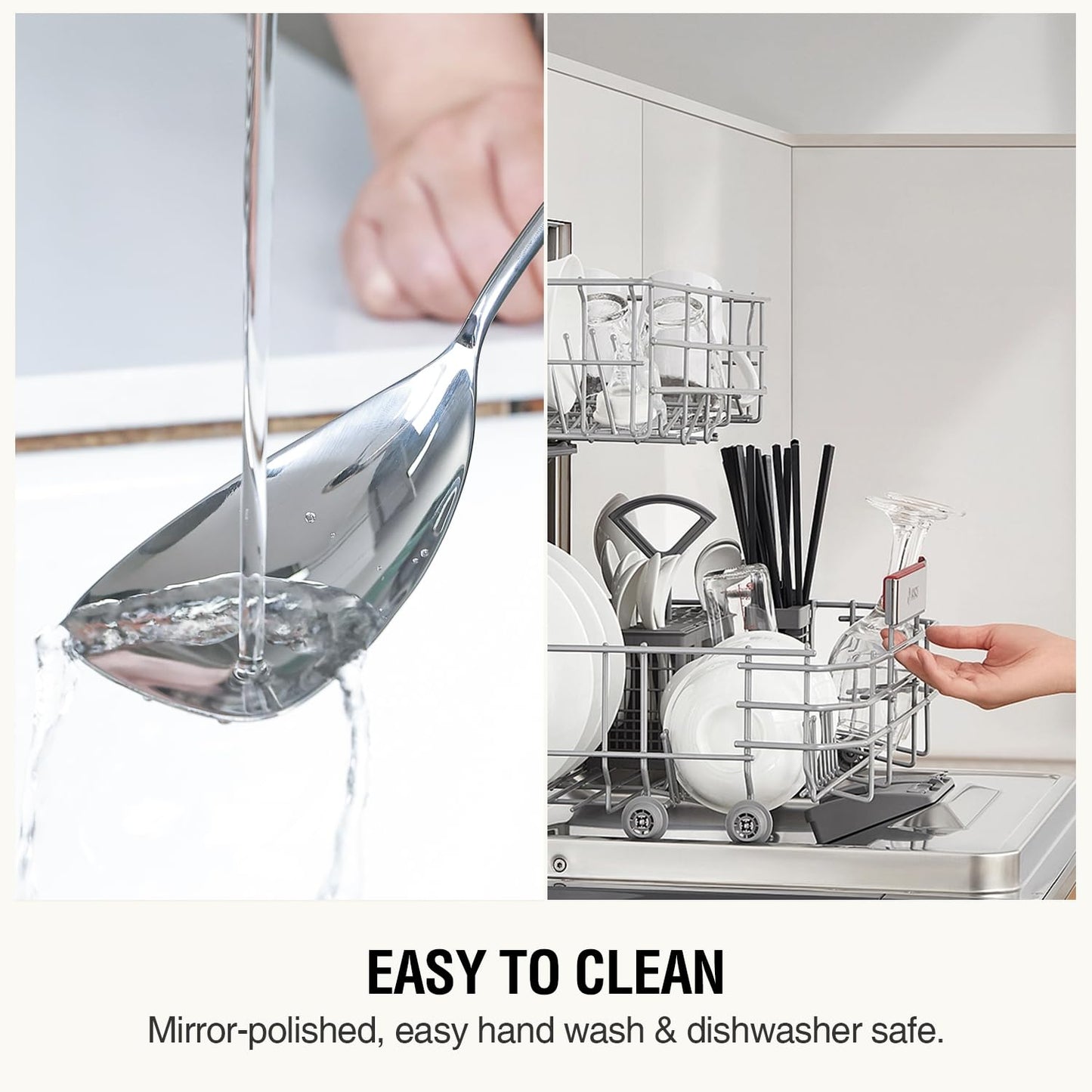 304 Stainless Steel Cooking Utensils Set, HIFIND 8PCS Kitchen Utensils Set, Luxury Kitchen Utensils, Deep Ladle, Skimmer, Slotted Spatula, Fish Spatula, Serving Spoon, Whisk, Bread Knife, Cake Server