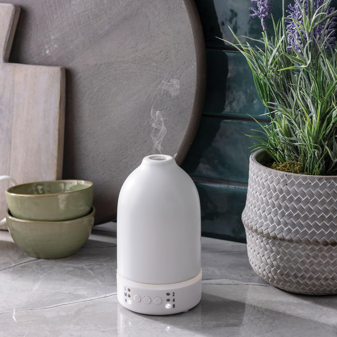 Airome Nebulizer Essential Oil Diffuser|Waterless and No Heat Aromatherapy Diffuser, White LED Light, Intermittent & Continual Mist, Timer and Auto Shut-Off, Snow