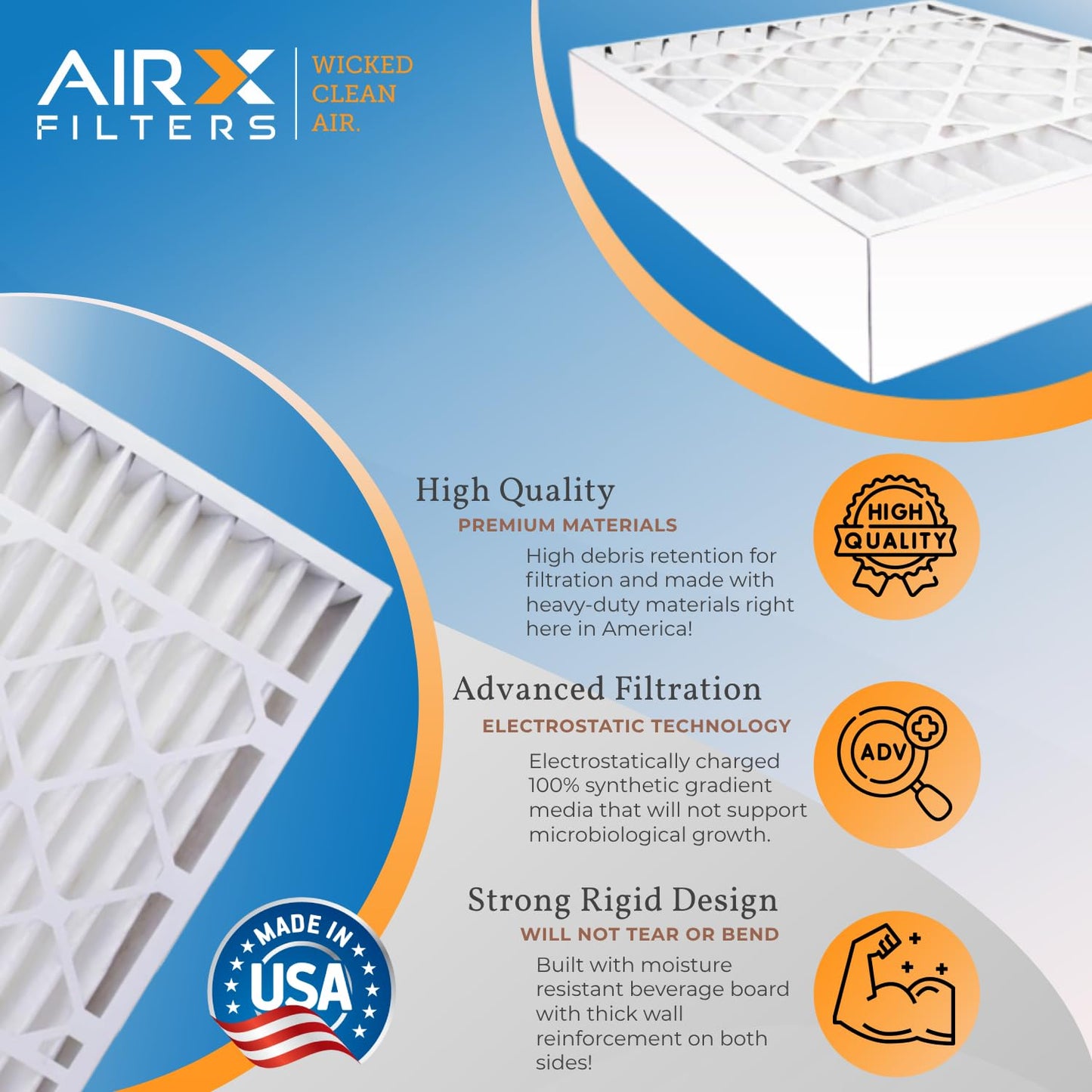 AIRX FILTERS WICKED CLEAN AIR. 16x25x3 Air Filter MERV 11 Compatible with Air Bear 255649-101 Furnace Filter 3 Pack