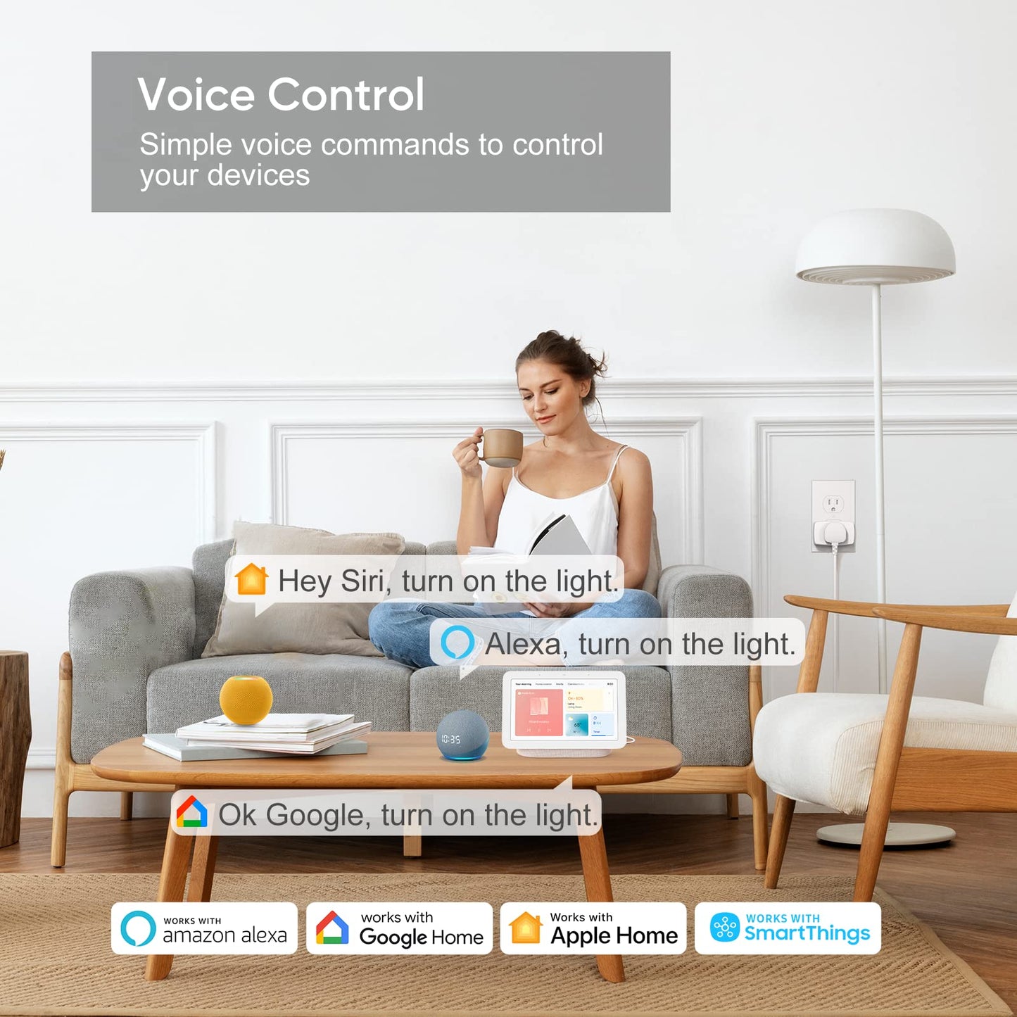 Onvis Matter Over Thread Smart Plug, Smart Mini Outlet, Works with Apple Home, Alexa & Google Home, 15A/1803W - Updated Version