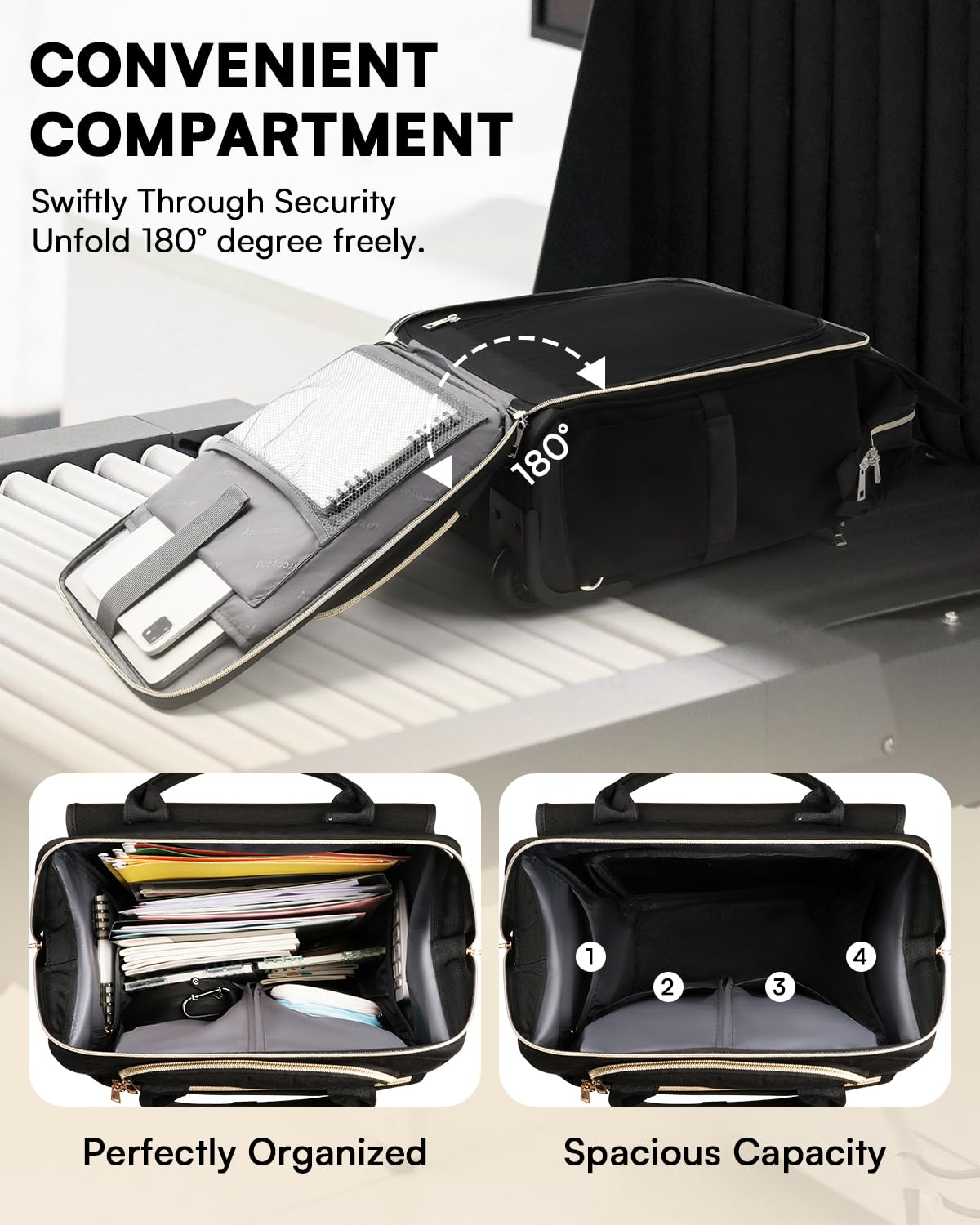 Arcoyard Rolling Backpack for Women, Travel Rolling Laptop Backpack with Wheels, Vertical & Horizontal Storage 2 In 1, Flip-Top Design, Water-Resistant Overnight College Underseat Carry on Luggage