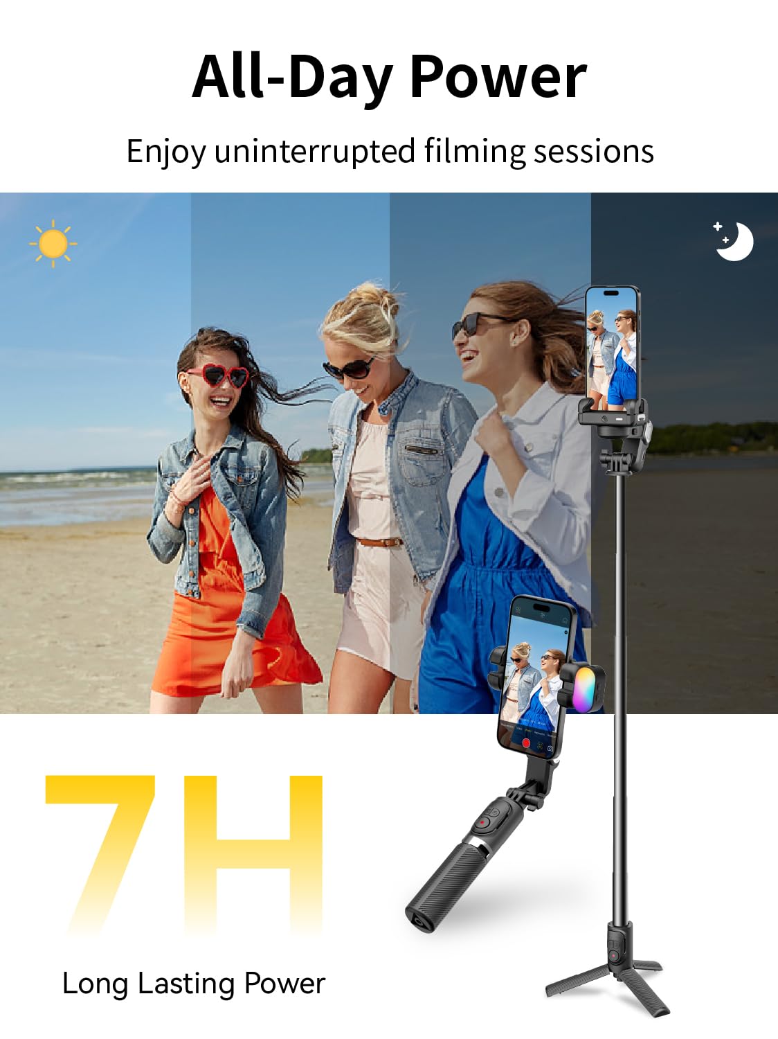 AOCHUAN Gimbal Stabilizer for Smartphone, 4 in 1 Phone Gimbal w/360° Rotation for iPhone/Andriod Sefie Stick Tripod w/Auto Face Tracking and Wireless Remote for TIK Tok YouTube Vlogging-M1 Pro Black