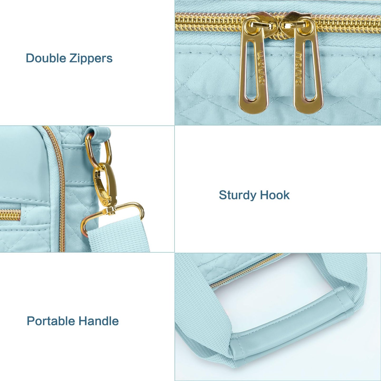 MOSISO 15-16 inch Laptop Bag, Laptop Briefcase Messenger Compatible with MacBook Pro 16/Air 15, HP, Dell, Lenovo, Square Quilted Computer Bag Work Office Business with 3 Pockets&Strap, Ice Blue