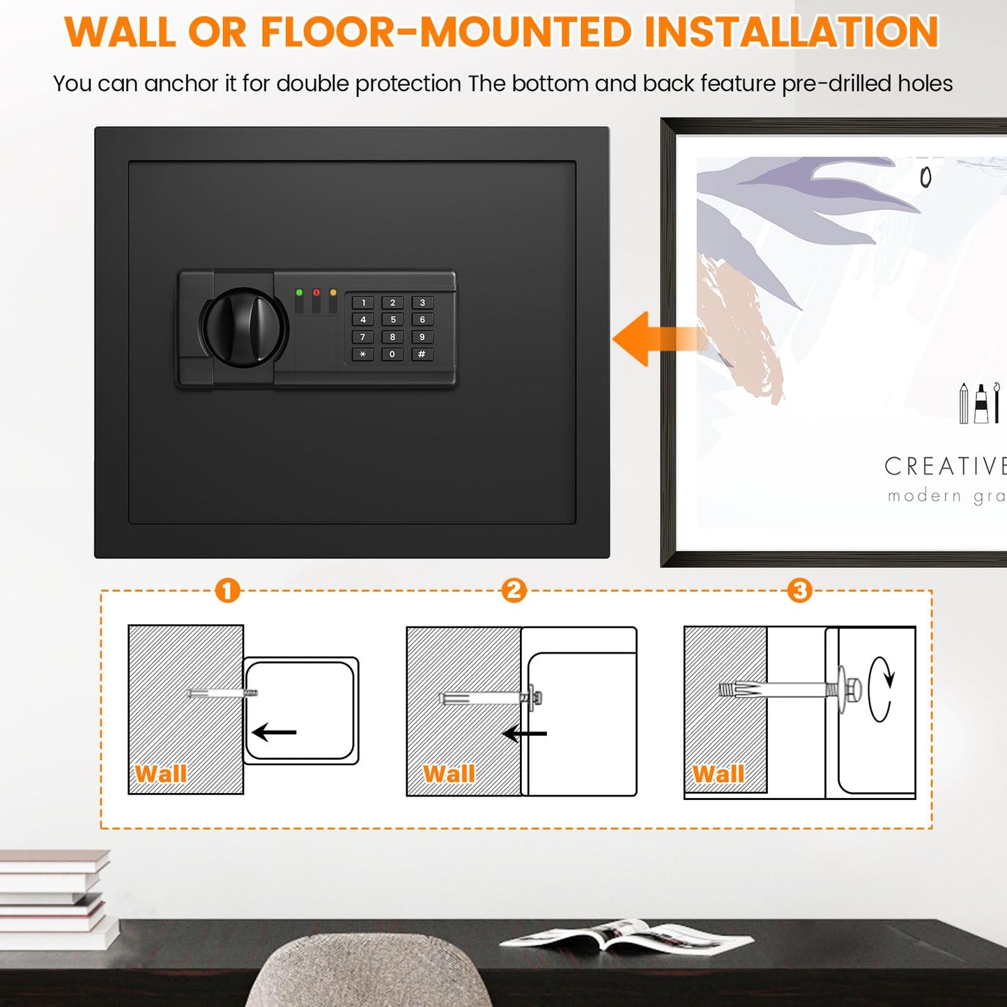 2.0 Cuft Safes for Home, Fireproof Safe Box, Home Safes Fireproof Waterproof with Electronic Keypad & Fire Proof Bag, Removable Shelf, Smart Alert, Safe Box for Home Documents Money Medicine