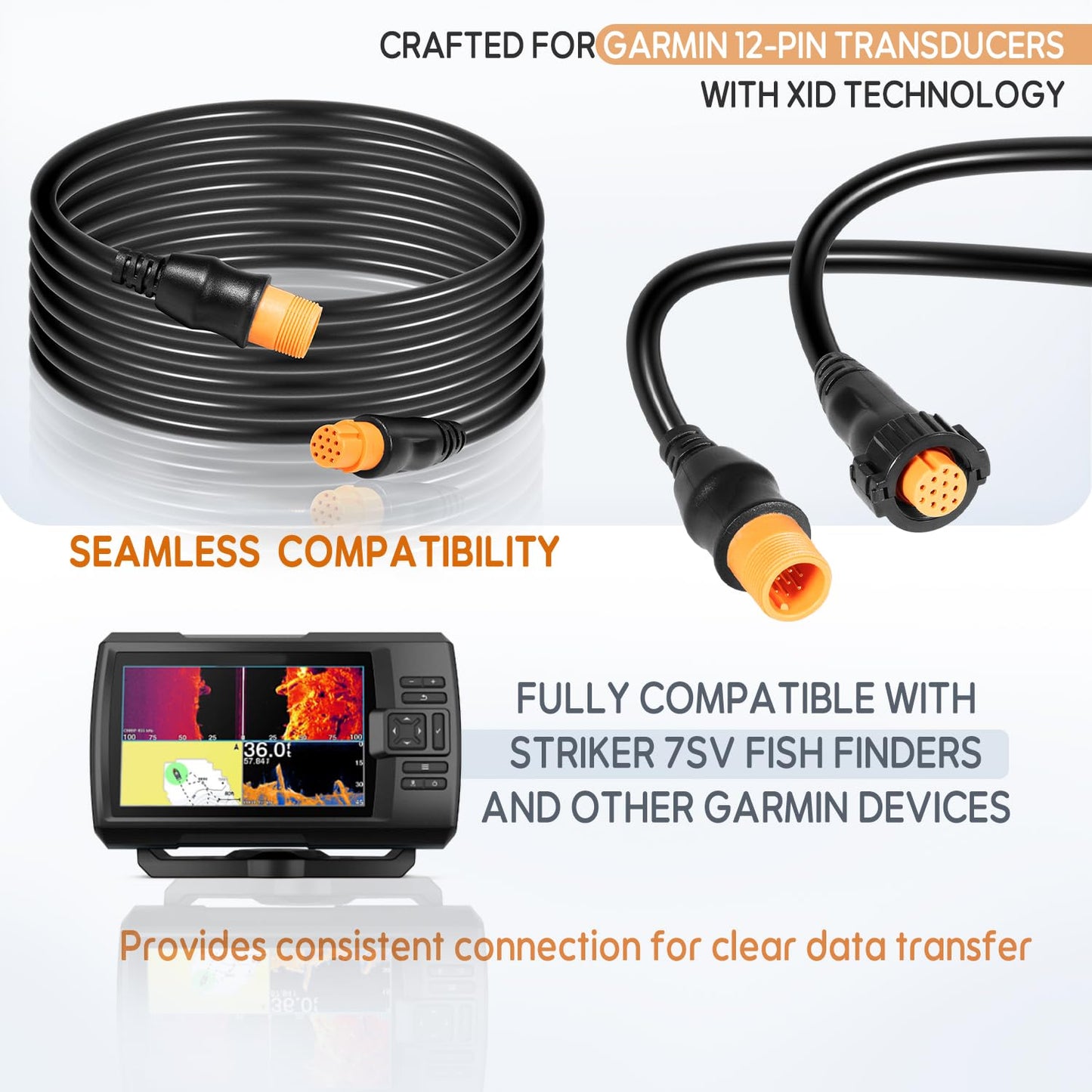 ZEZHIMI Replacement for 010-11617-32 12-Pin Extension Cable for Garmin Scanning Transducers (10 feet)