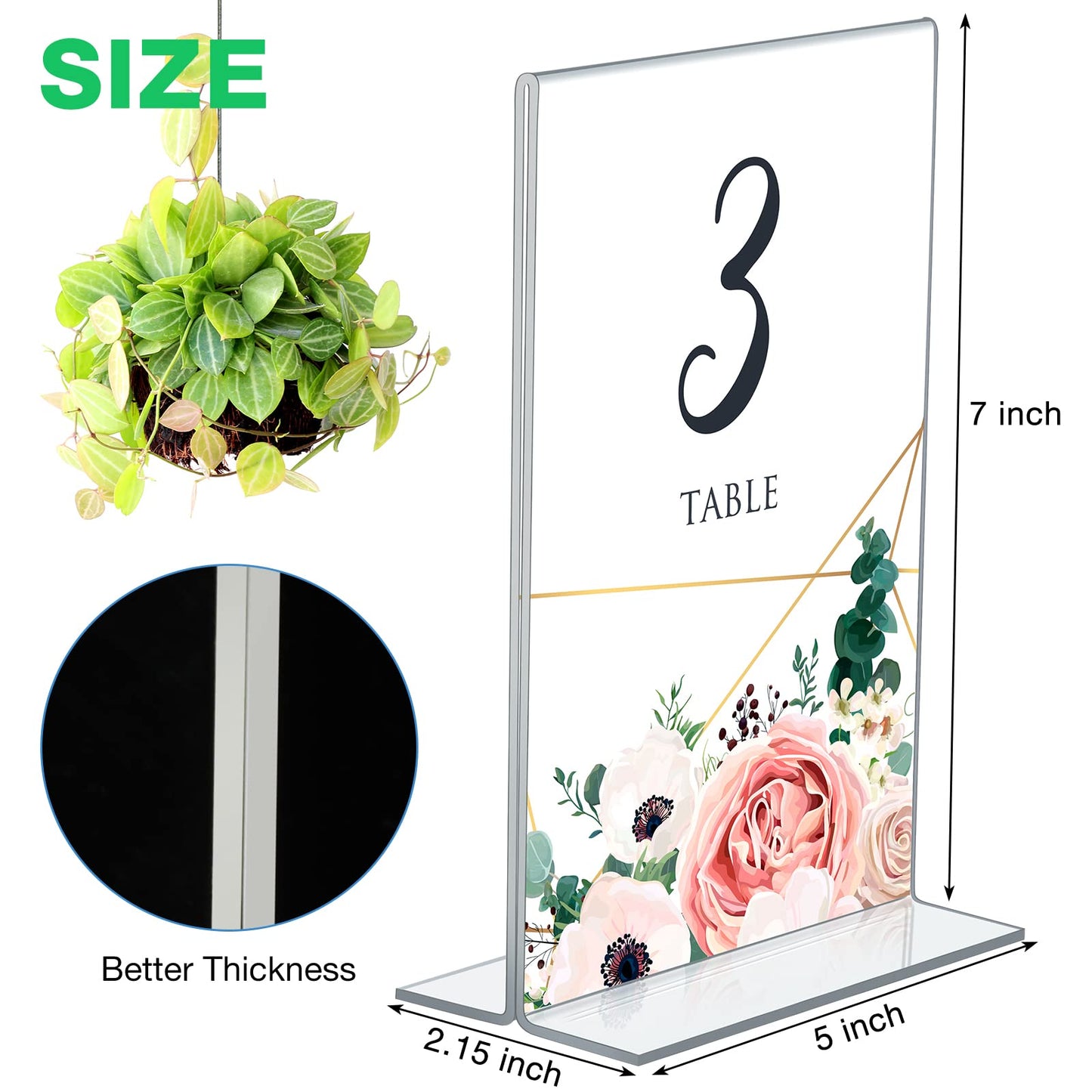 Amyhill 24 Pack Acrylic Sign Holder Plastic Standing Frame Clear Table Menu Double Sided T Shape Poster Acrylic Frame for Wedding Party Office Restaurant Hotel(5 x 7 Inch)