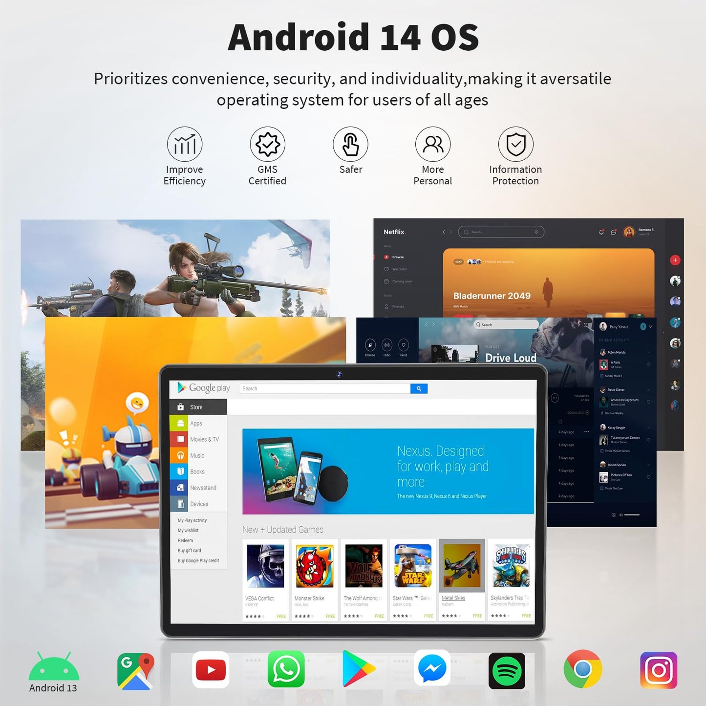 Android Tablet with Keyboard, Android 14 Tablet, 12(6+6)GB+128GB, 1TB Expand, 2 in 1 Tablet, 10 inch Tablet with Case, Mouse, Stylus, 8000mAh Battery, 2.4G/5G WiFi, GPS, Certified Tablet PC, Green