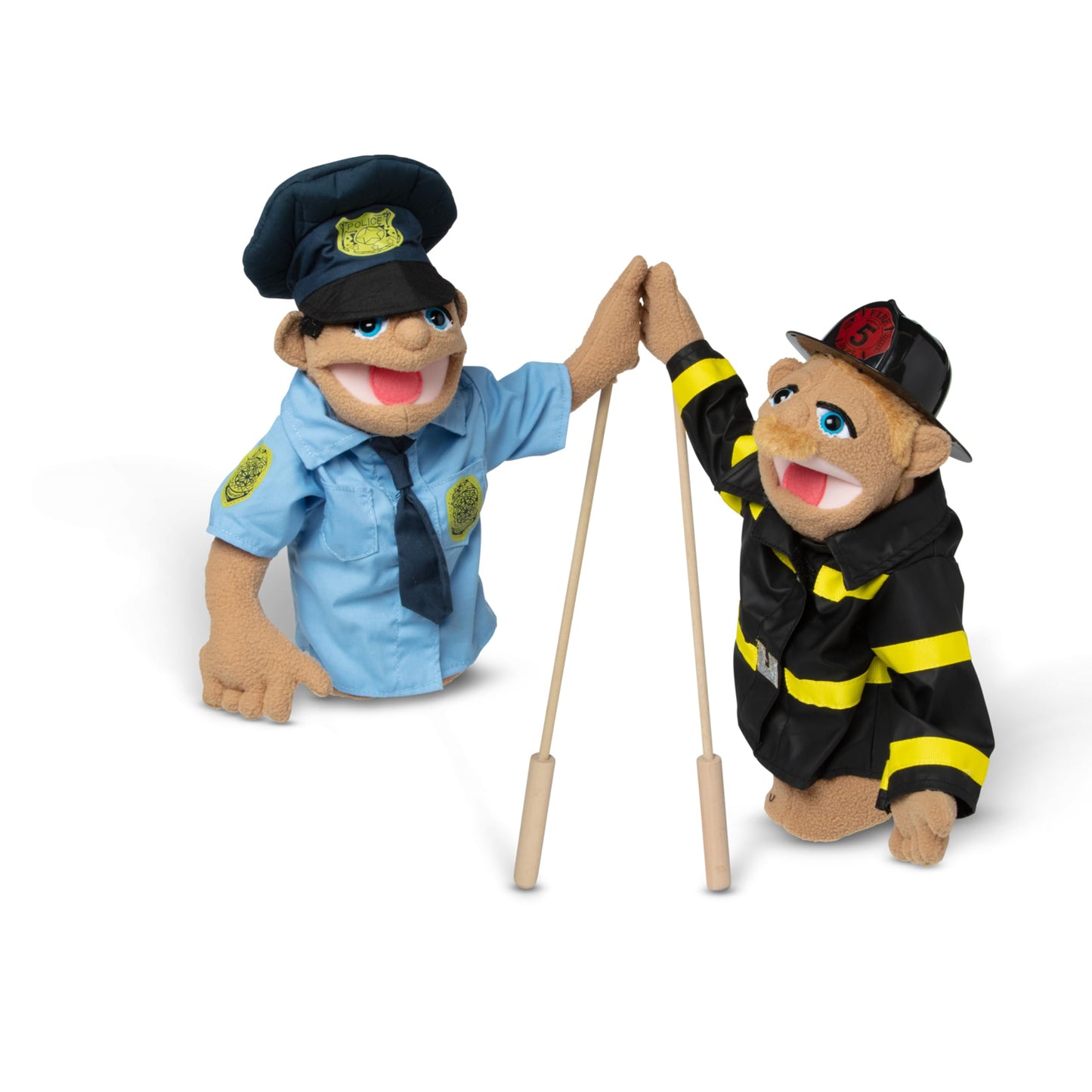 Melissa & Doug Rescue Puppet Set - Police Officer and FirefighterSoft, Plush Puppets for Kids Ages 3+