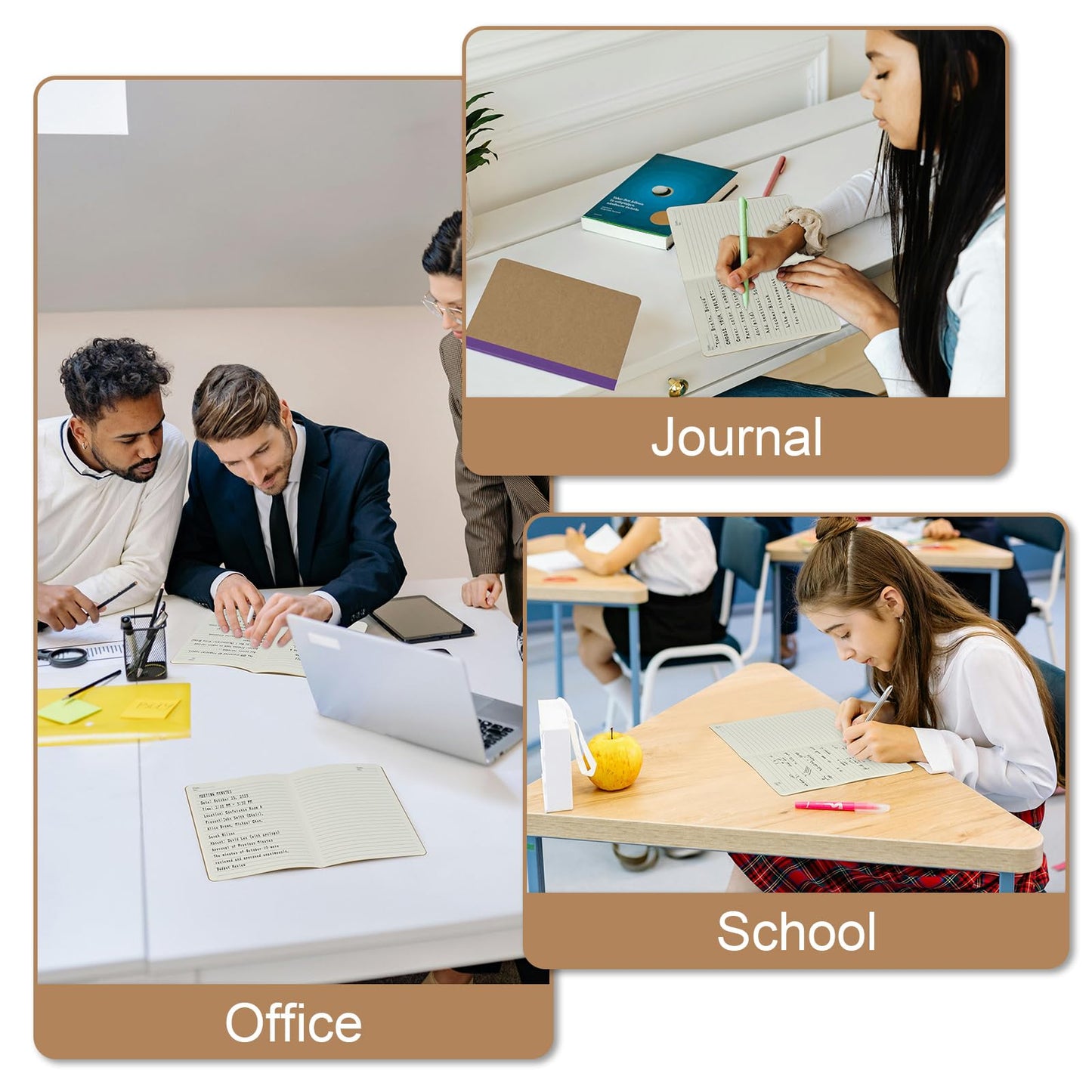 ZCZN 100 Pack Composition Notebooks Bulk, A5 Kraft Cover Lined Journals with Rainbow Spines for School, Business, Work and Daliy Use (100, 10 colors)