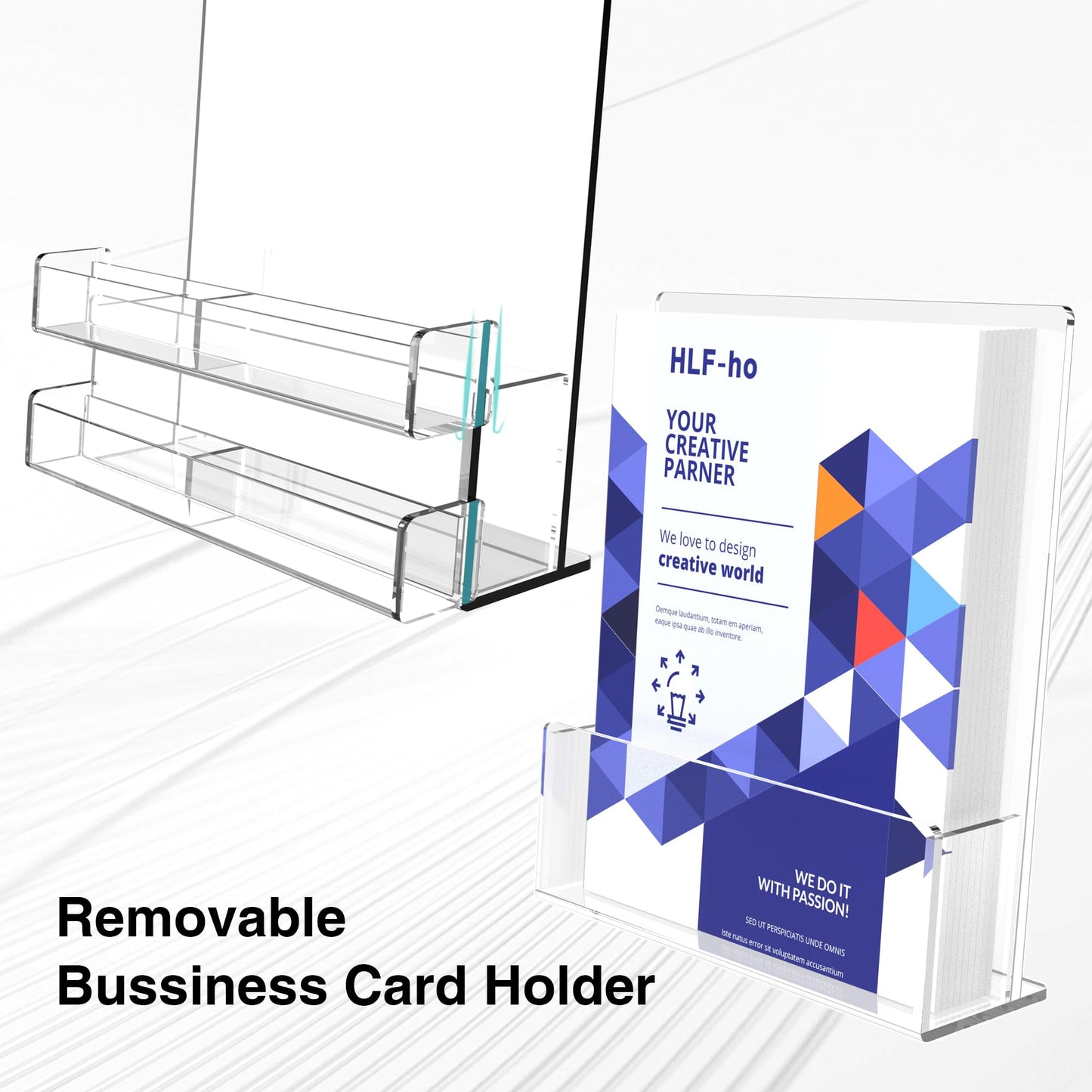 HLF-ho Brochure Holder 8.5x11 Inch Acrylic Literature Holders Clear Flyer Display Stand with Business Card Slot Pamphlet Holder Multi Purpose Organizer for Office, Lobby, Hotels, Trade Shows, 4 Pack