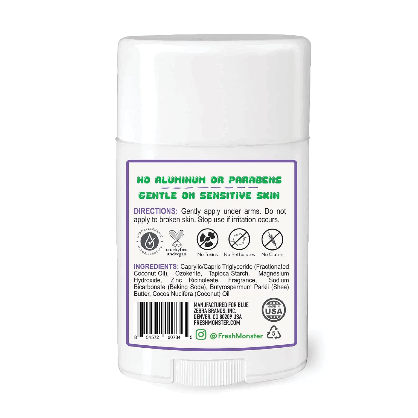Fresh Monster Natural Deodorant for Kids and Teens I Aluminum-Free, Paraben-Free and Hypoallergenic I Dermatologist Tested I 24-Hour Protection I Gummy Burst I 1.76 oz I 3 Pack