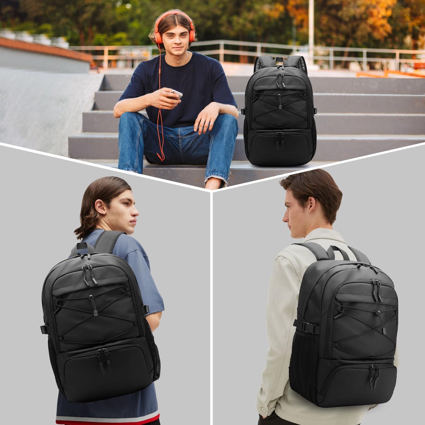 FUTURE AESTHEICS Basketball Backpack Large Sport Bag for Men,Waterproof Backpack with Separate Ball Holder Shoes Compartment,Sports Equipment Bag for Basketball,Volleyball,Soccer,Gym,Outdoor