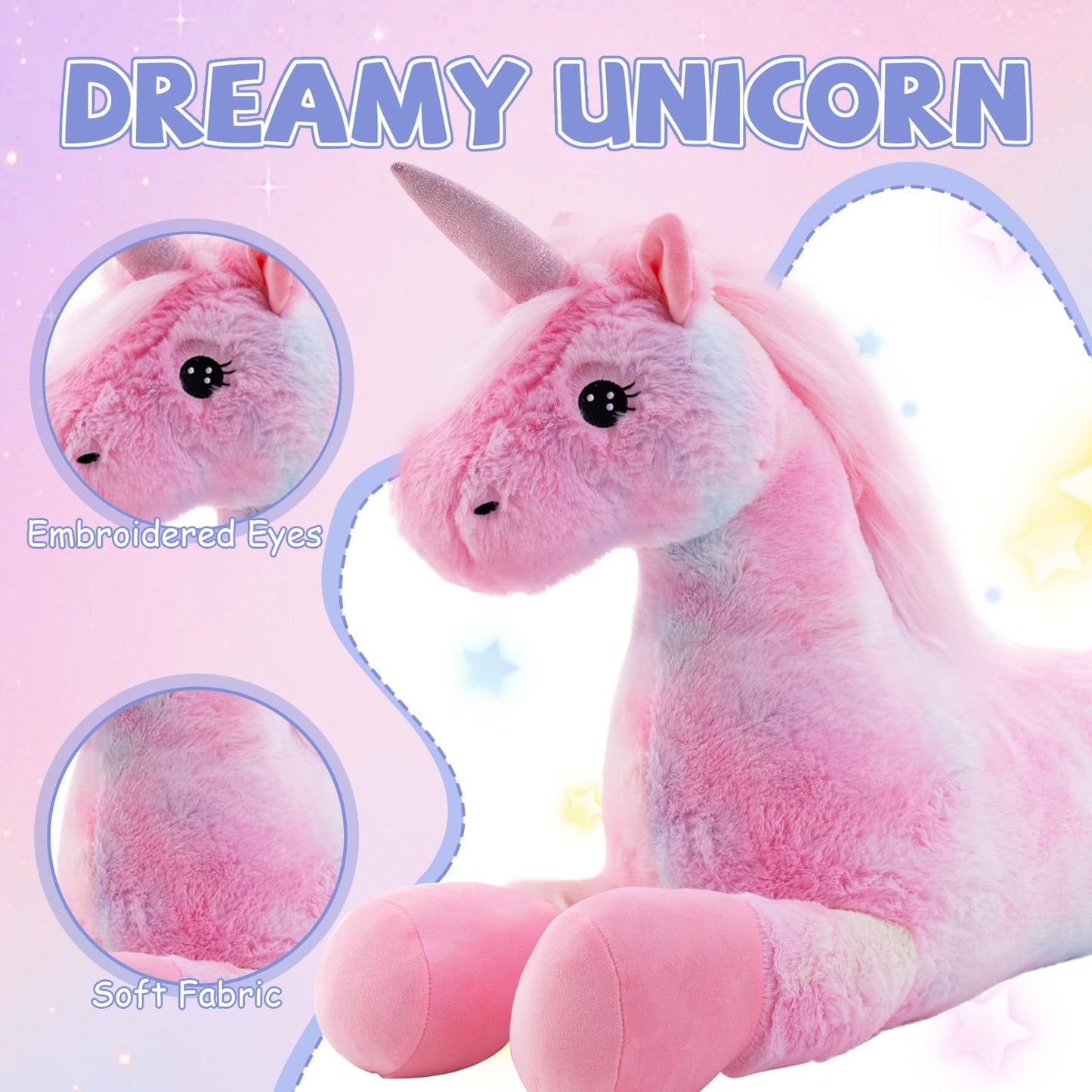 GADXV Giant Unicorn Stuffed Animals Plush 47 inch, Large Stuffed Unicorn Plushies, Big Plush Unicorn Gift for Kids Boys, Birthday,Valentine,Christmas
