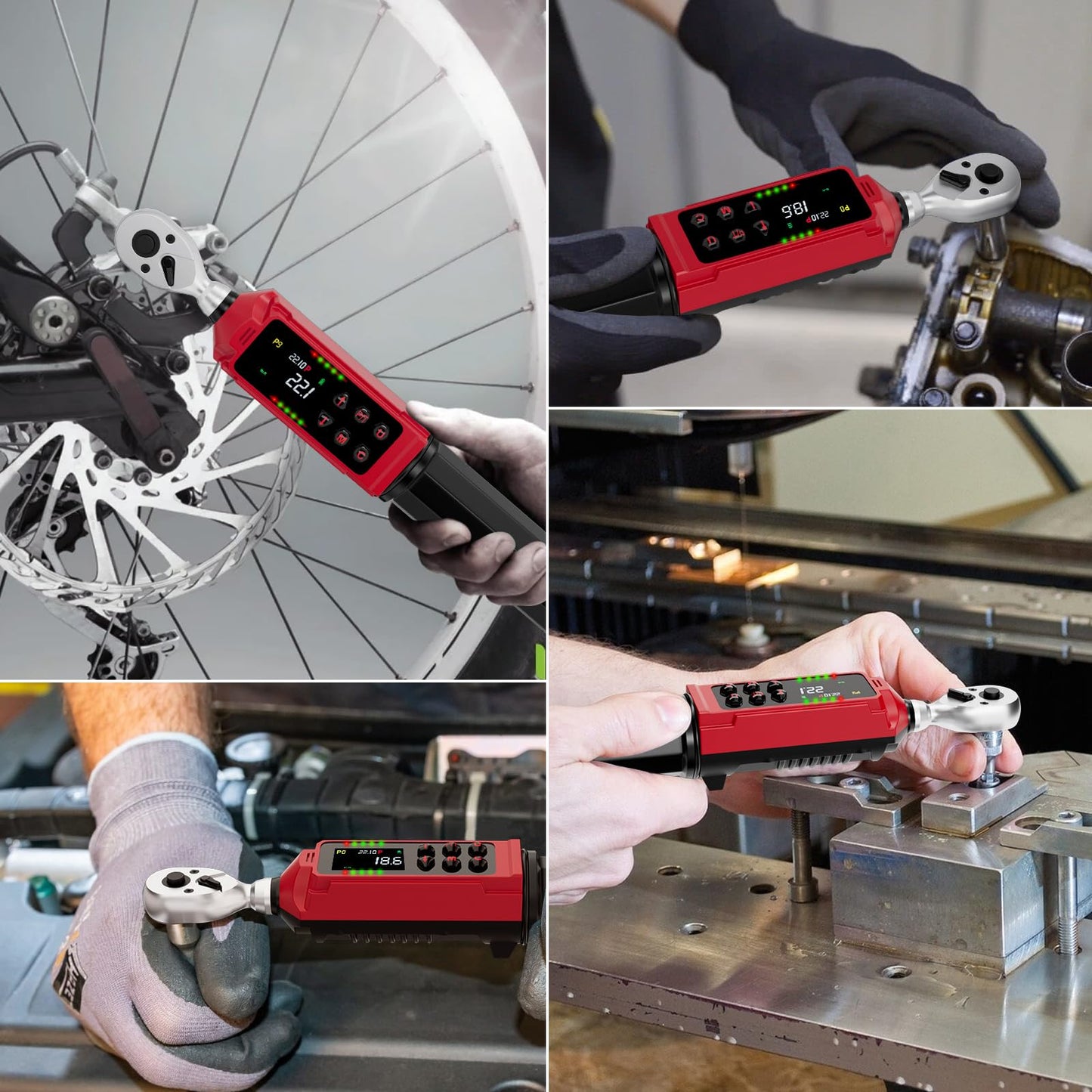ANPUDS 1/4-Inch Drive Digital Torque Wrench, 0.33-22.1Ft.lbs/0.45-30Nm, Adjustable Electronic Torque Wrench Set with ±1% Accuracy, Vibration, Buzzer and LED Flash Notification for Bicycle, Bike