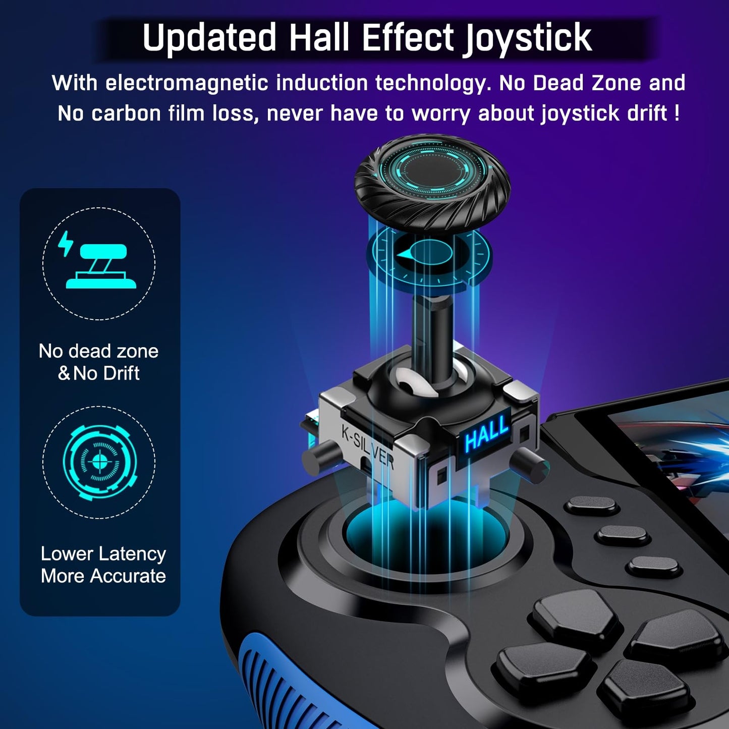 Gammeefy Switch Controller for Switch/OLED, Hall Effect One-Piece Joypad Controller Replacement for Switch Pro Controller, Switch Controllers Remote with Adjustable Turbo and Dual Motor Vibration