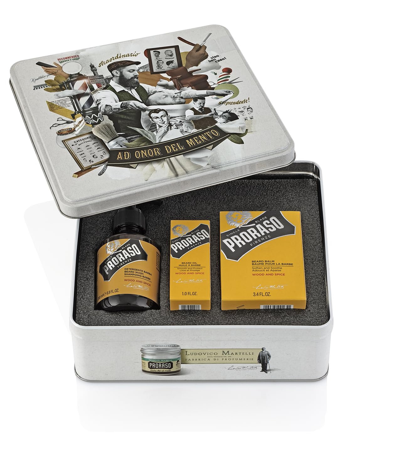 Proraso Beard Care Kit Gift Set for Men with Beard Wash, Oil, and Balm, Wood and Spice