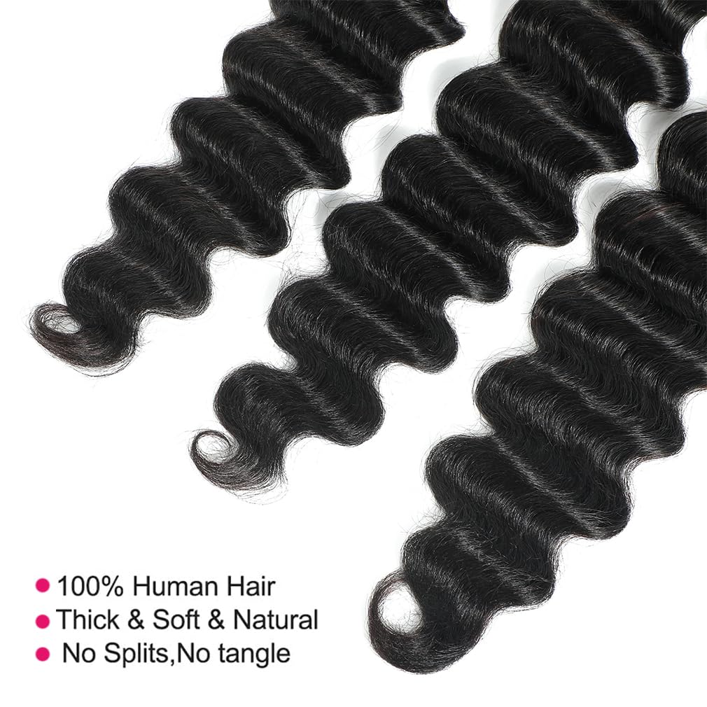 26 Inch Raw Bundles Human Hair 12A Loose Wave Bundles Unprocessed Brazilian Virgin Human Hair Extensions Natura Black Color