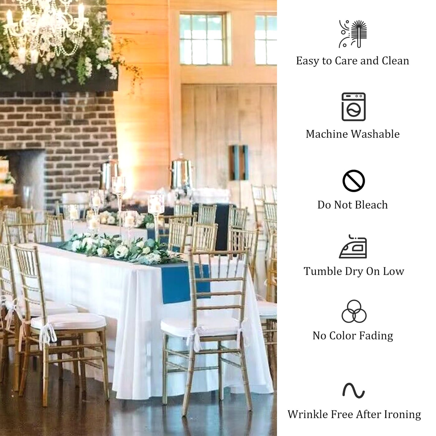 8 Pack Premium White Tablecloth 90 x 132 Inch, Rectangle Table Clothes for 8 Foot Tables Washable Polyester Fabric Table Covers for Wedding Party Reception Banquet Buffet Restaurant