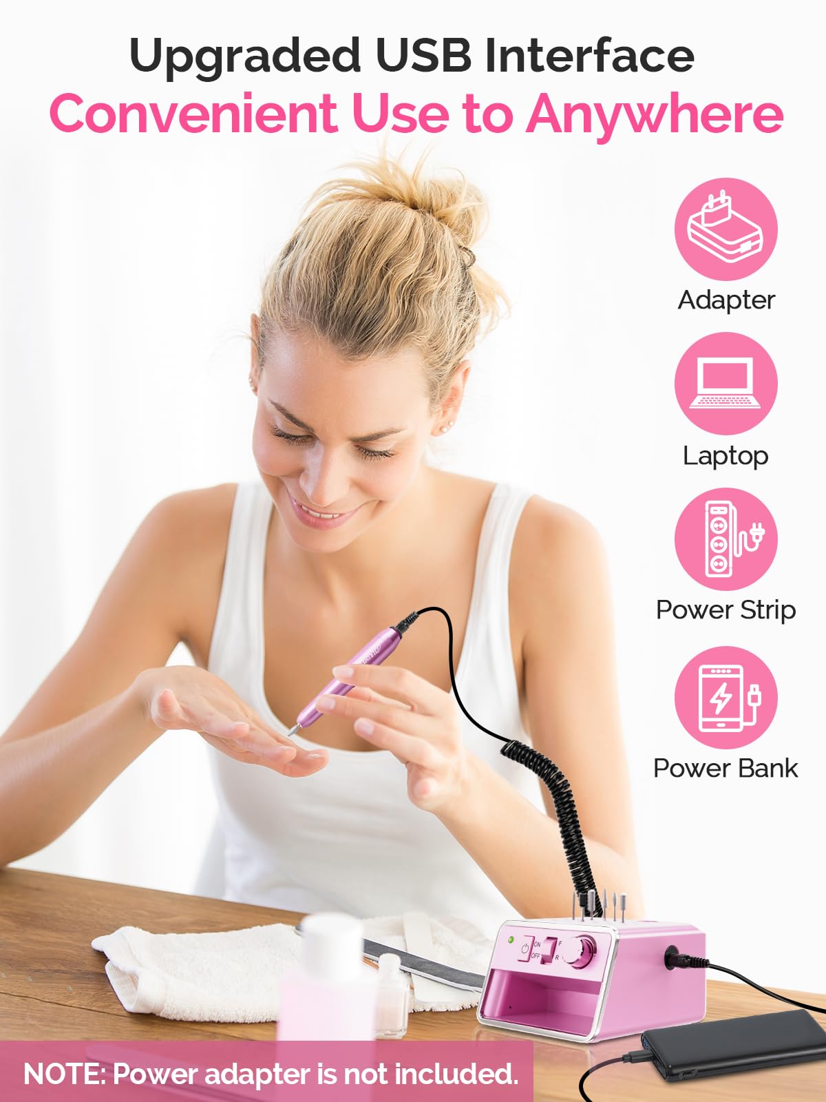 20000RPM Electric Nail Drill Portable Nail File Drill Set for Acrylic Gel Nails, Professional Nail Drill Machine for Nail Polish Remover with the Function of Storing Manicure Accessories,Purple