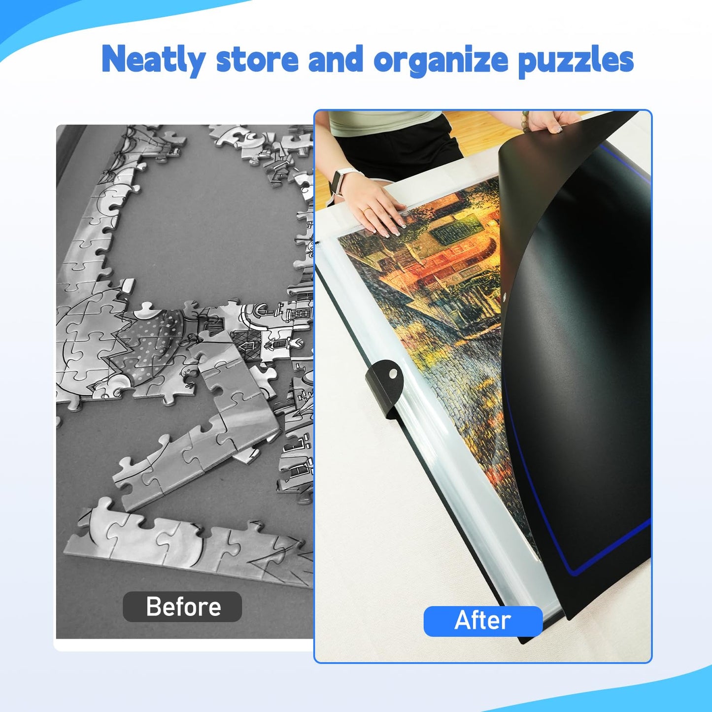 ALL4JIG Extra Large Puzzle Storage Folder Keeper for Jigsaw Enthusiasts - Space-Saving Organizer, Holds 20 Puzzles, 31.1x25.59x2.56 inches, HD Film Pockets Birthday Gifts for Mom & Grandma