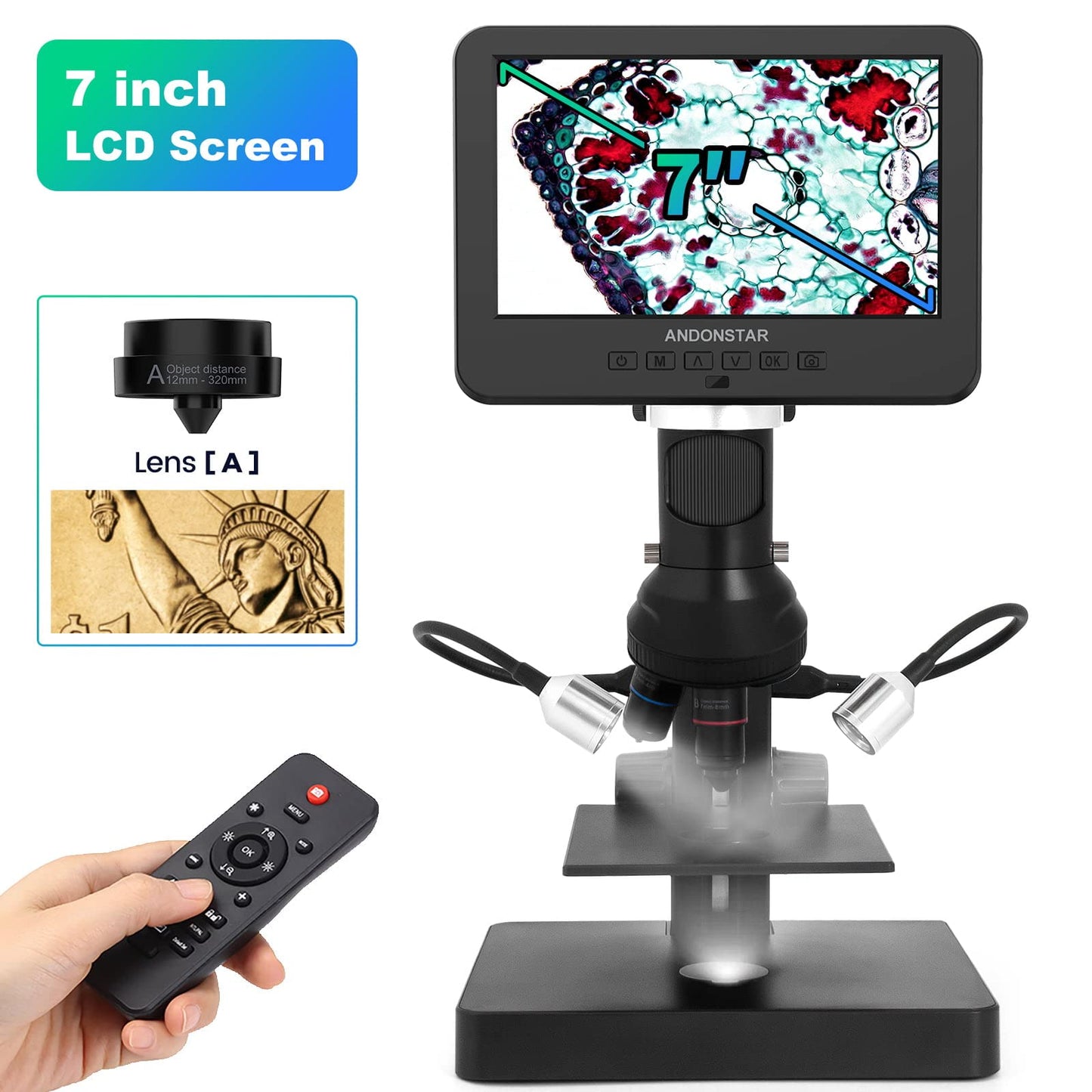Andonstar AD246SP 4000X UHD 2160P HDMI Digital Microscope for Biological Microscope Kit,PCB Soldering Microscope for Phone Watch Repairing