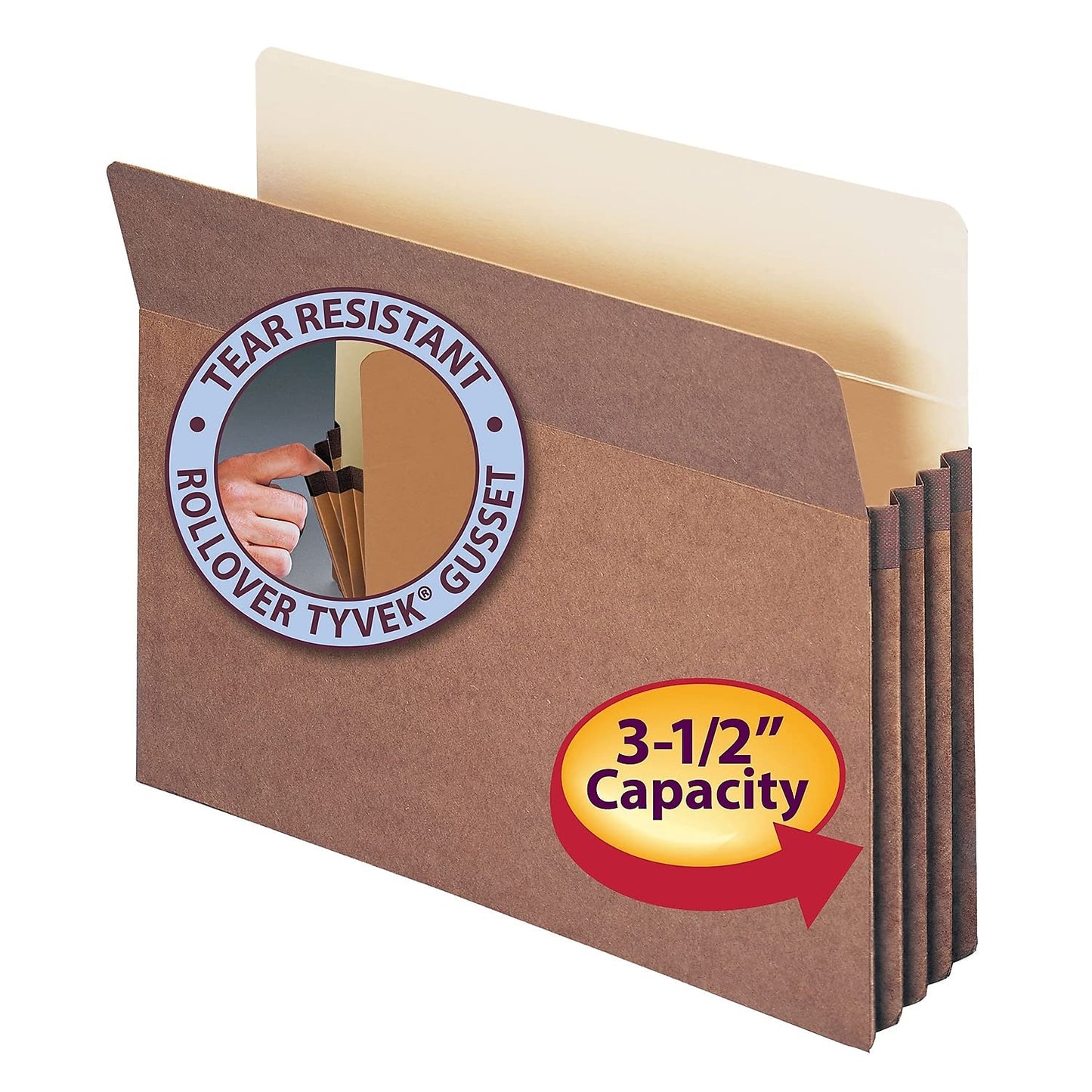 Smead File Pocket, Straight-Cut Tab, 3-1/2" Expansion, Letter Size, Redrope, 25 per Box (73224)