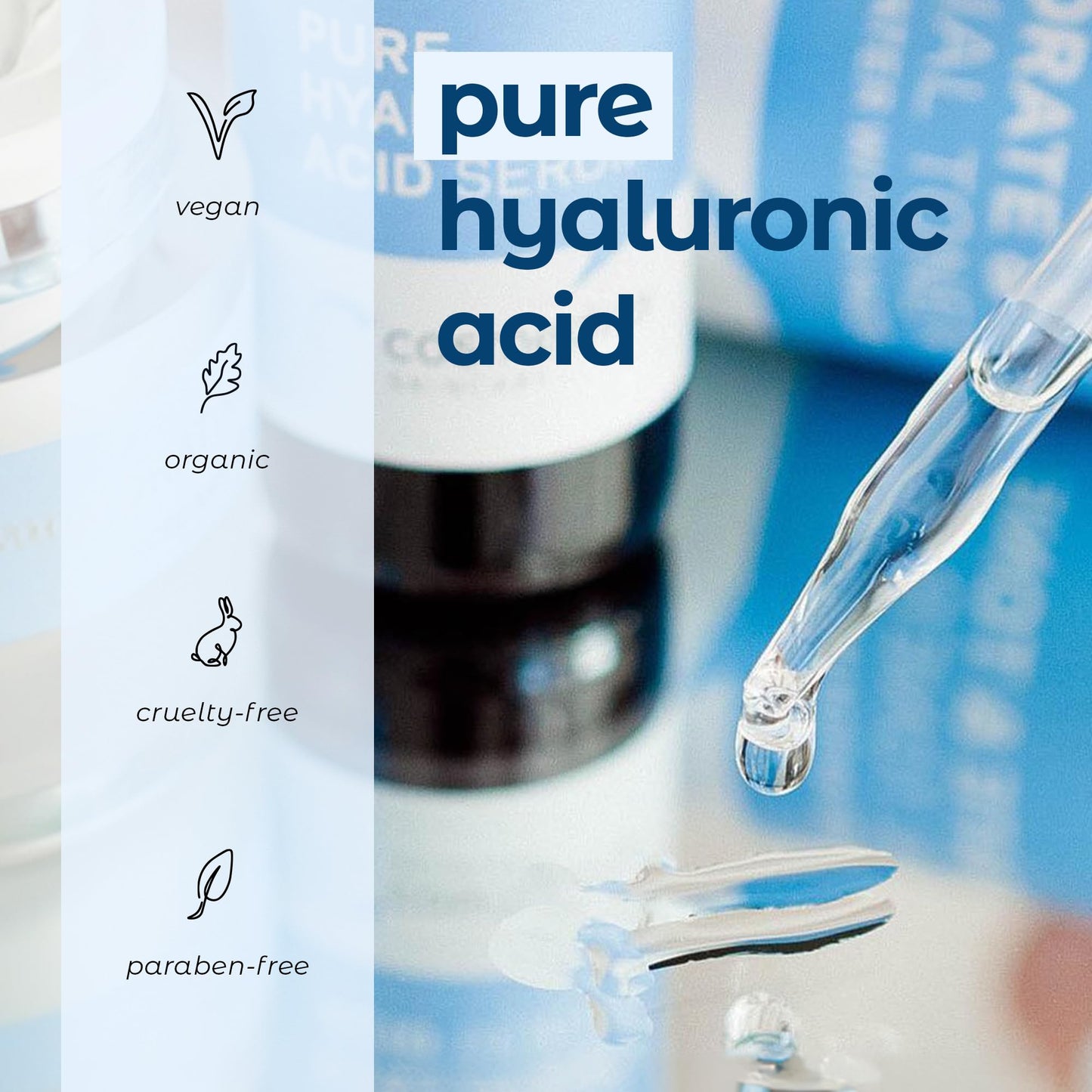 Hyaluronic Acid Serum for Skin 100% Pure-Anti-Aging Serum - Intense Hydration + Moisture, Non-greasy, Paraben-free Hyaluronic Acid for Your Face 8 oz
