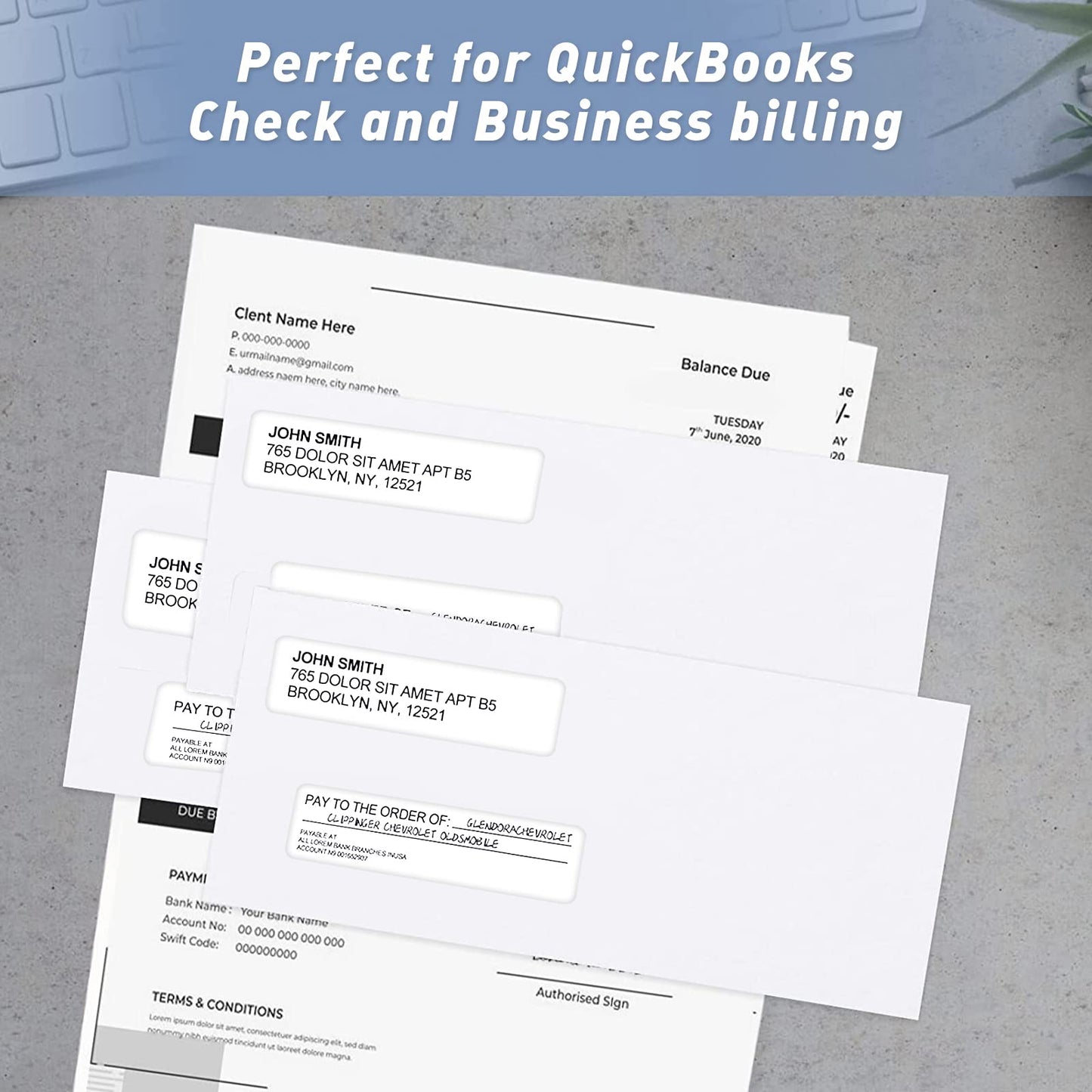 1000#8 Self Seal Business Envelopes, PANDRI No.8 Double Window Design for Business and Quickbooks Check(invoice not fit), Documents Secure Mailing - Number 8 Size 3 5/8 X 8 11/16-24LB