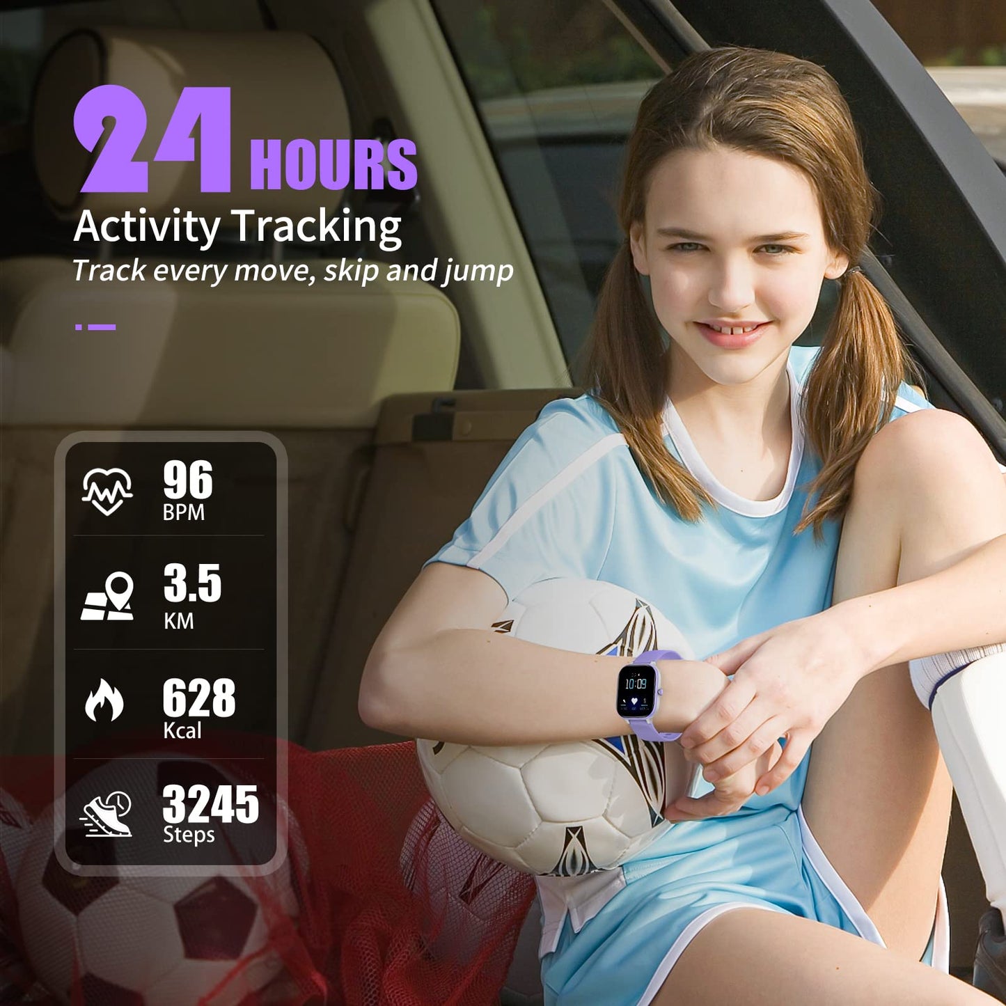 HENGTO Kids Watch, IP68 Waterproof Smart Watch with 19 Sport Modes, Pedometer, Heart Rate Monitor, 19 Sports Modes, Great Tracker Watch Gift for Kids