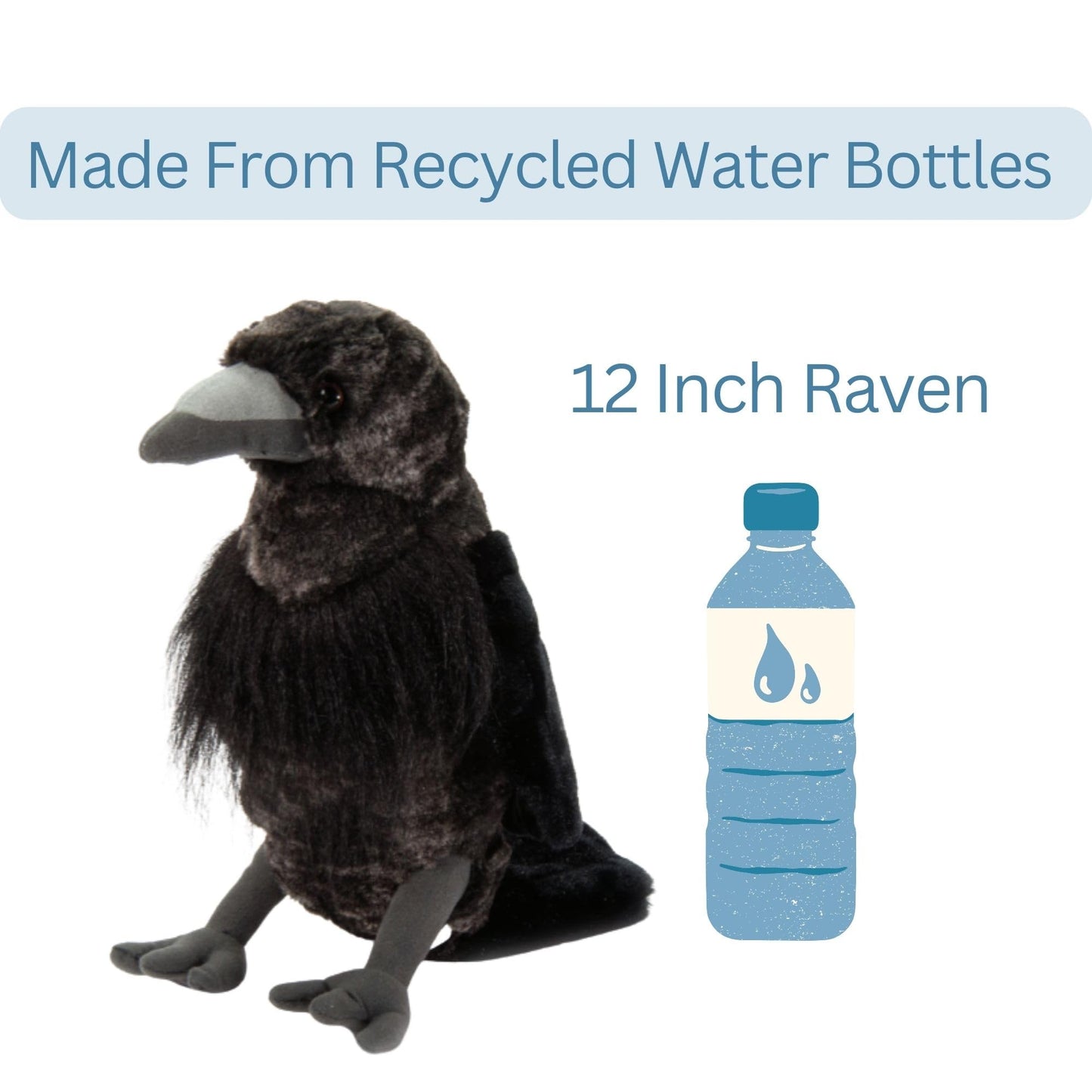 The Petting Zoo Raven Stuffed Animal Plushie, Gifts for Kids, Wild Onez Wildlife Animals, Black Raven Plush Toy 12 Inches