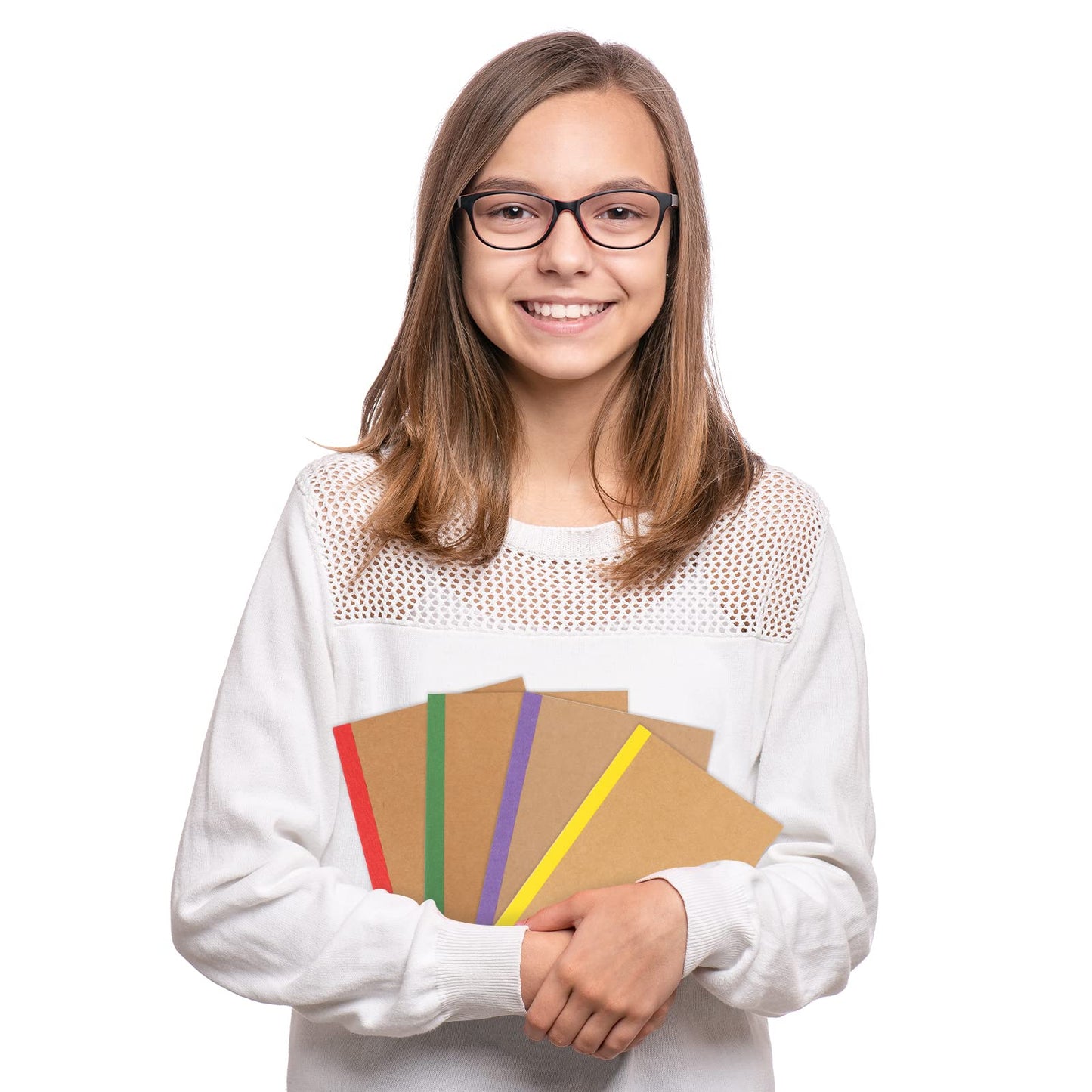EOOUT 60 Pack A5 Kraft Notebooks, Composition Notebooks Lined Journal Bulk, 15 Colors with Rainbow Spines, 60 Pages for Kids Women Girls, School Office Supplies