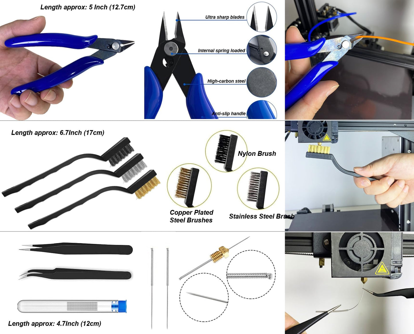 124Pcs 3D Printing Accessory Tools with Tool Bag for 3D Printer Modeler Basic Tools Diverse 3D Print Nozzle Cleaning Kit Mini Rotary Tool 3D Printer Tools for Remove/Trim and Finish 3D Print