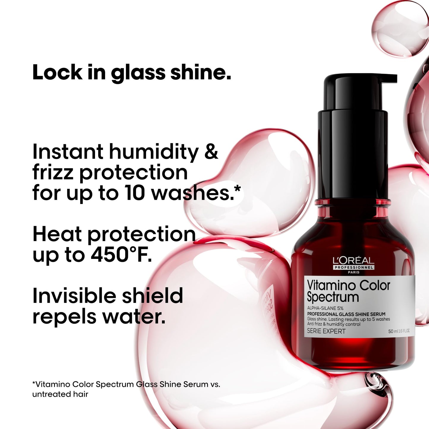 L'Oréal Professionnel Paris Vitamino Color Spectrum Glass Shine Serum - Instant Glass Shine, Protects Colored Hair, Heat Protection Up to 450°F, Vibrant Colors Up to 100 Days, 1.7 Fl Oz